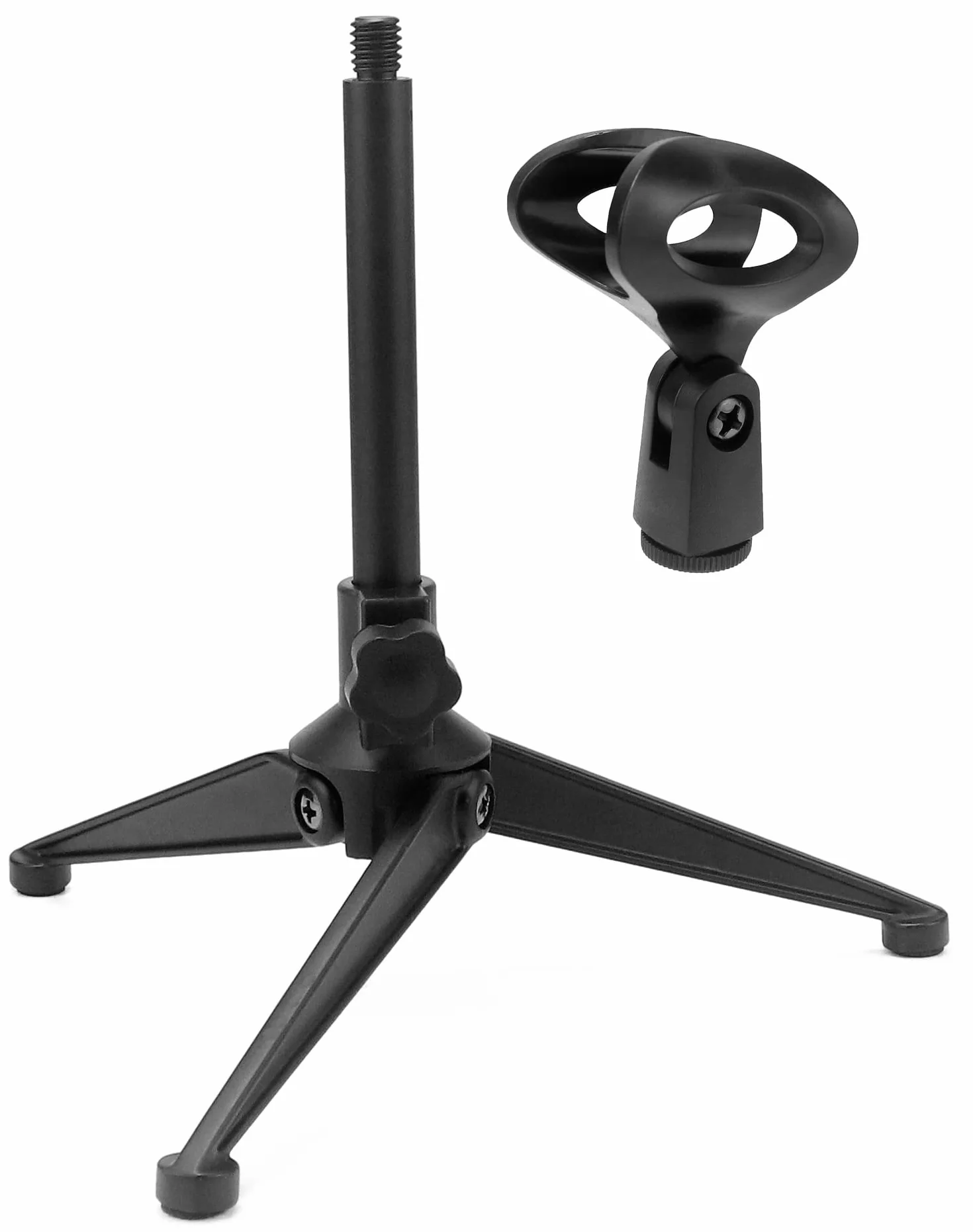 QWORK® Stojak mikrofonowy, wysuwany statyw mikrofonowy, zakres regulacji 18-25 cm, składany, kompatybilny z większością mikrofonów