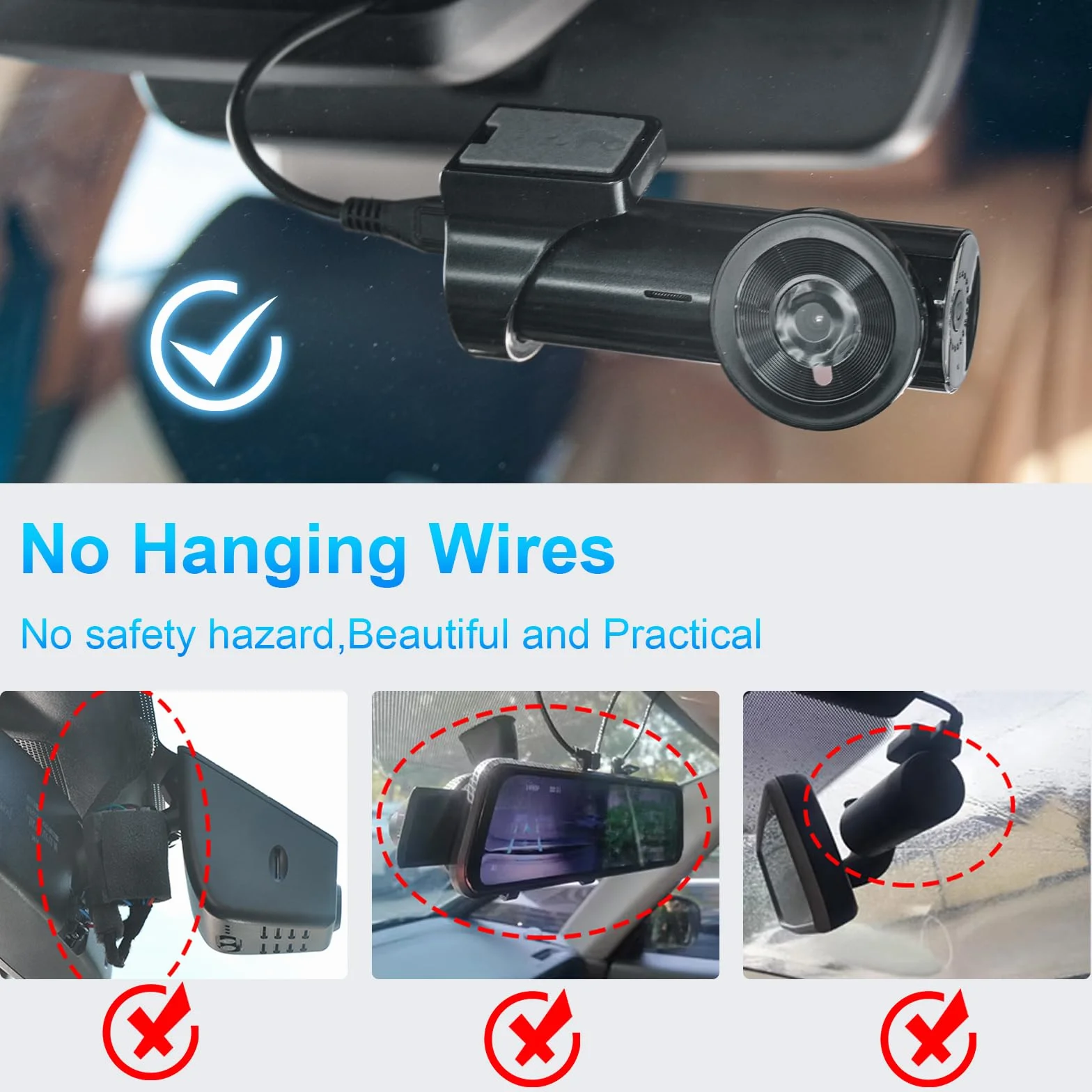 Dash Cam Power Adapter for Audi Porsche Volkswagen with Black 3-Pin Rain Sensor – Hidden Cable Kit for GPS Radar Mirror Camera, Plug & Play Fits All Models with Black 3-Pin Rain Sensor Port