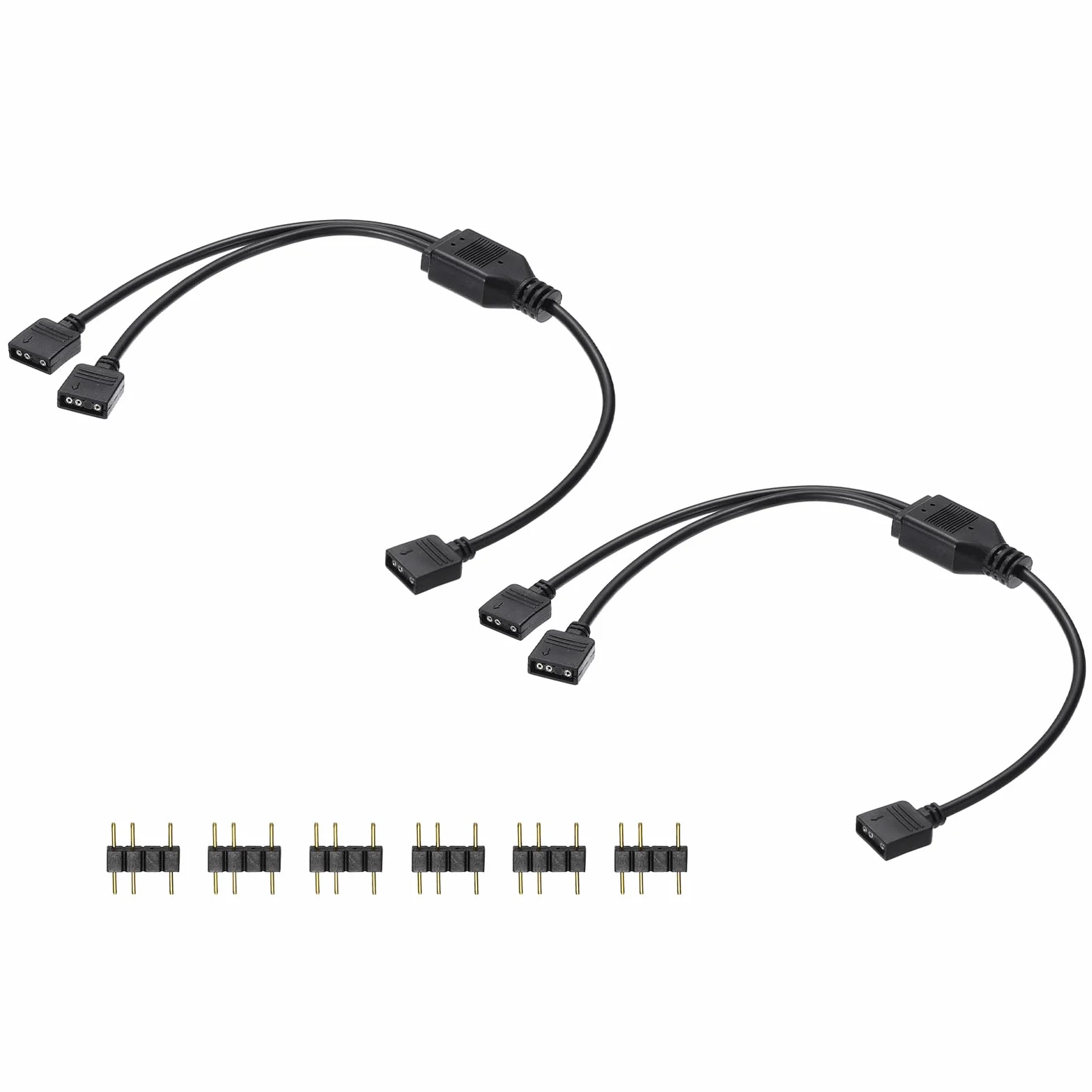 QUARKZMAN 2 szt. Kabel rozdzielacza ARGB, 5V 12" 3-pinowy 1 do 2 Żeński na Żeński Kabel ARGB z 3-pinowymi złączami męskimi do wentylatora PC/świateł LED ARGB, czarny