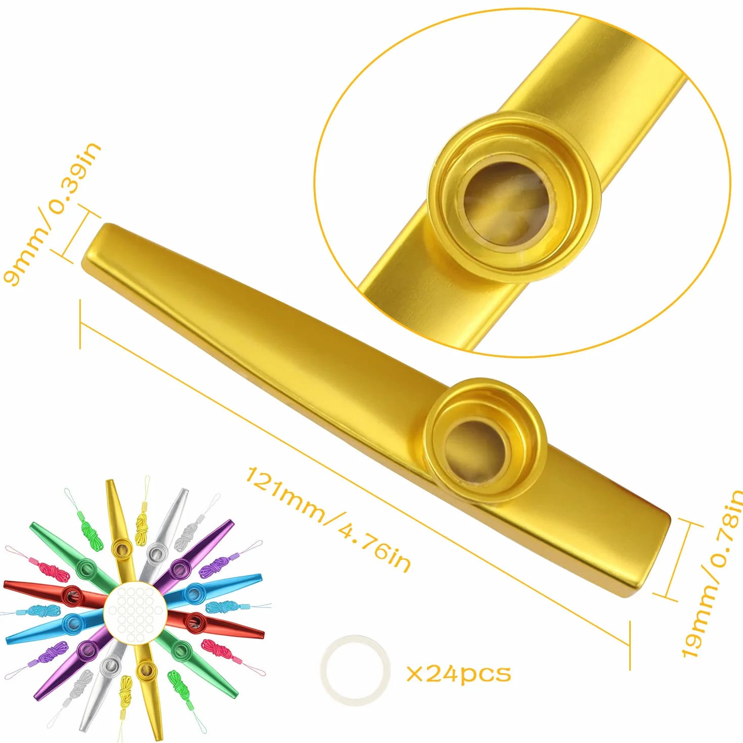 CHRI Kazoos Kazoo metalowe instrumenty muzyczne Kazoo, 12 sztuk, instrumenty muzyczne z aluminium z 24 membranami fletowymi, kazu dla dzieci i miłośników muzyki dla początkujących
