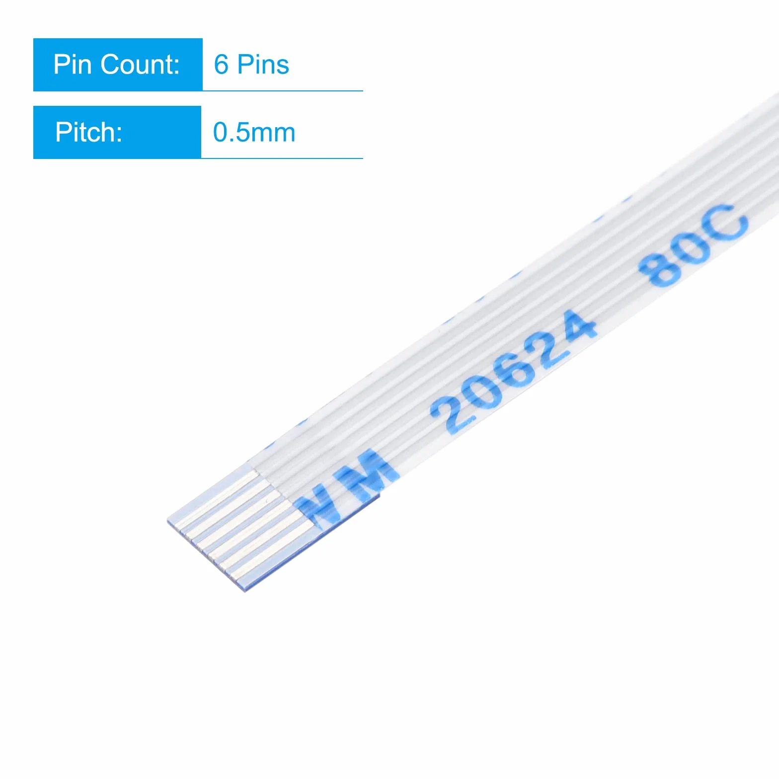 sourcing map Opakowanie 10 szt. FFC FPC kabel 6 pin 0,5 mm 100 mm (typ A) do drukarki LCD 3D aparat DVD