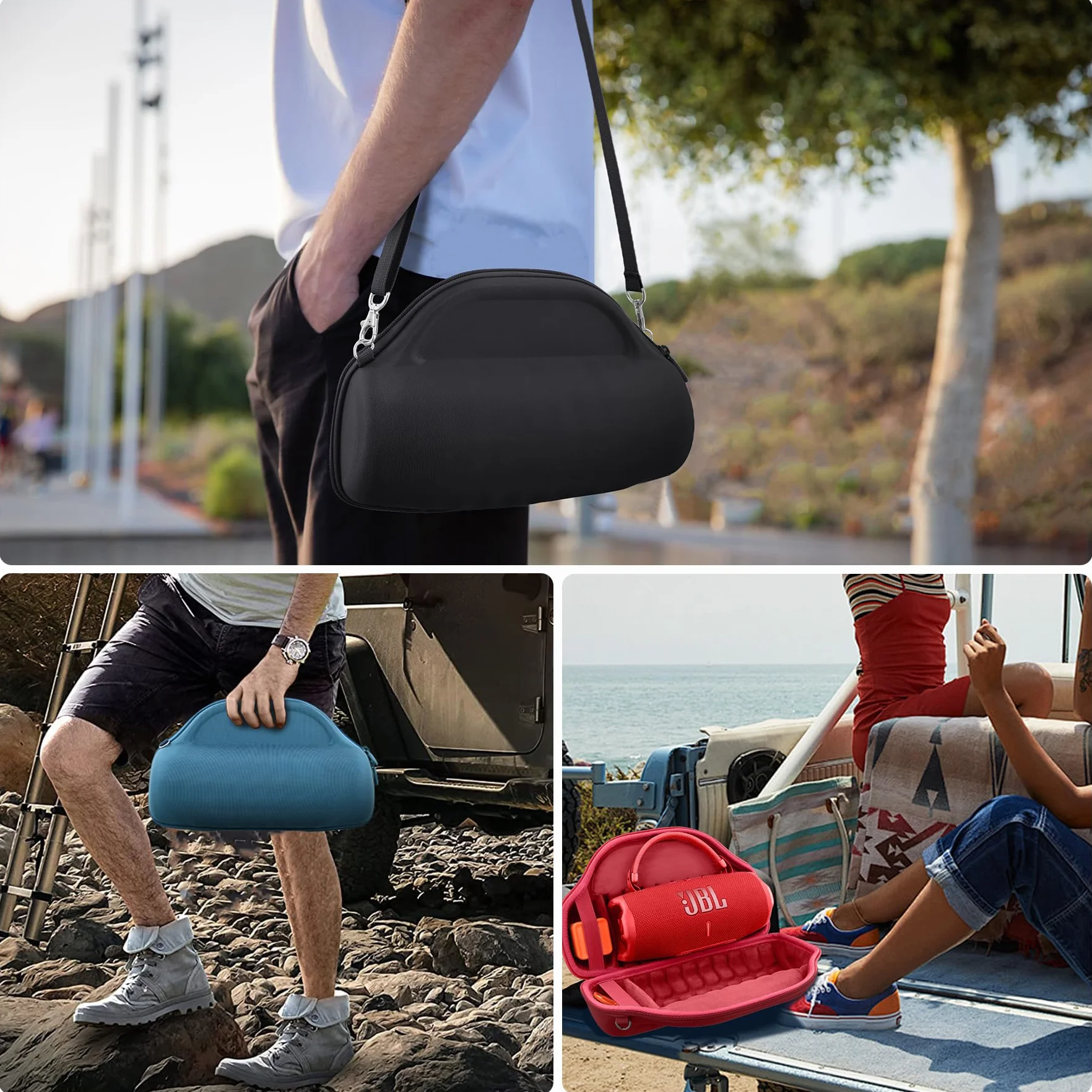 co2CREA Twarda torba przenośna etui do JBL Charge 6 przenośnego bezprzewodowego głośnika Bluetooth z odpinanym paskiem na ramię, tylko etui
