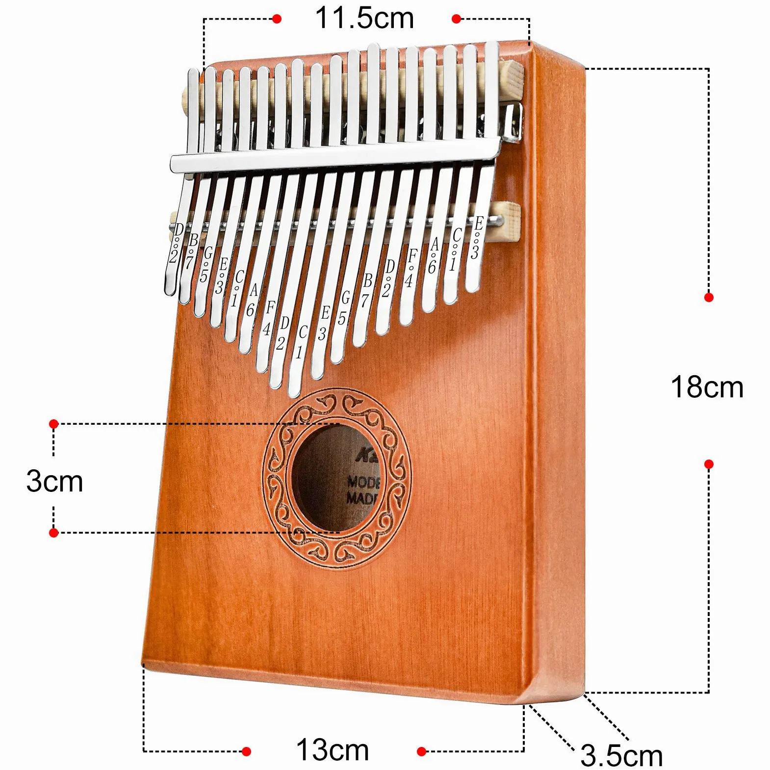 Kalimba Magicsound 17 klawiszy, profesjonalny instrument muzyczny z etui ochronnym, instrukcją, młotem, nutami samoprzylepnymi i osłoną palców Mbira