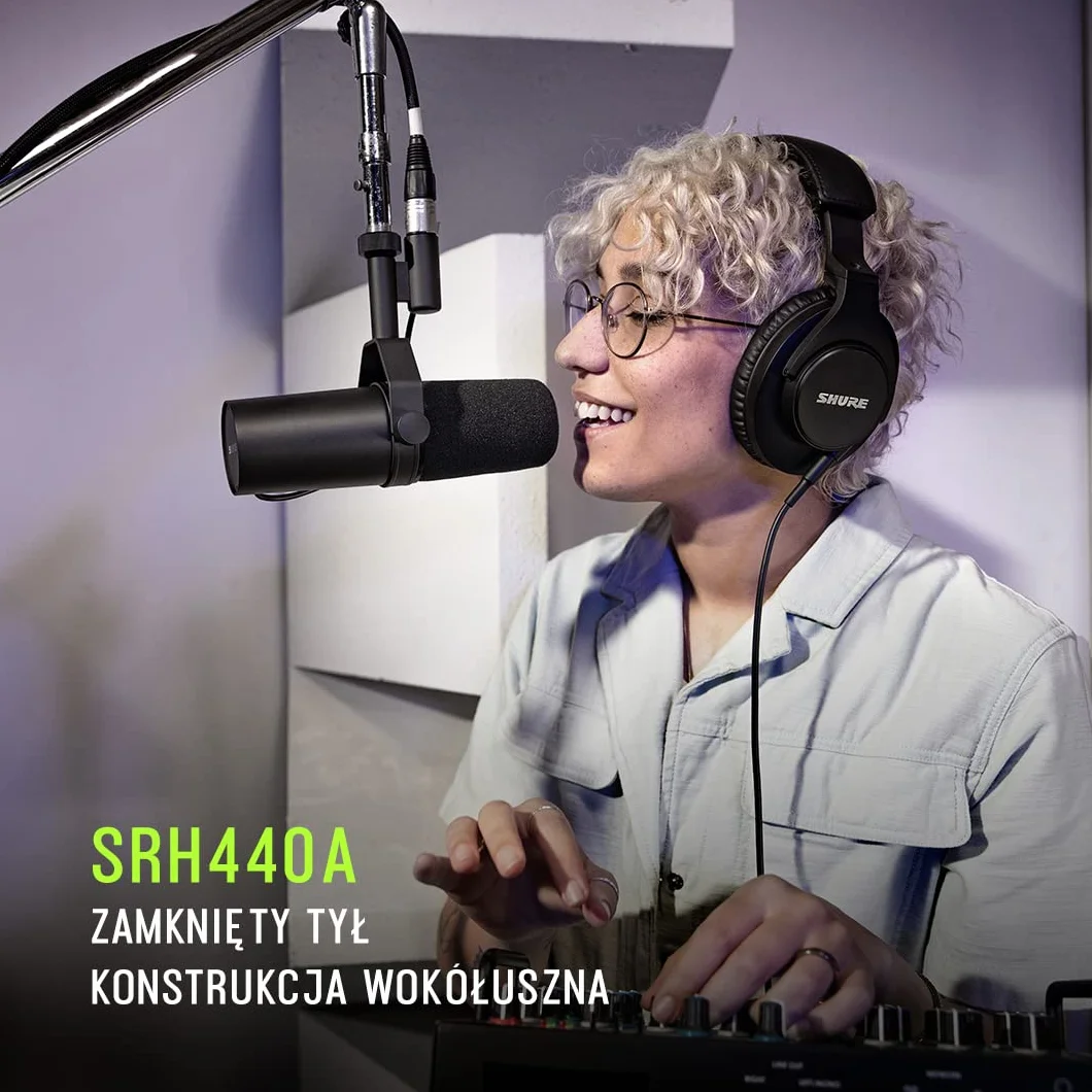 Shure SRH440A Słuchawki przewodowe do monitorowania i nagrywania, profesjonalna ocena studyjna, ulepszona reakcja częstotliwości - wersja 2022