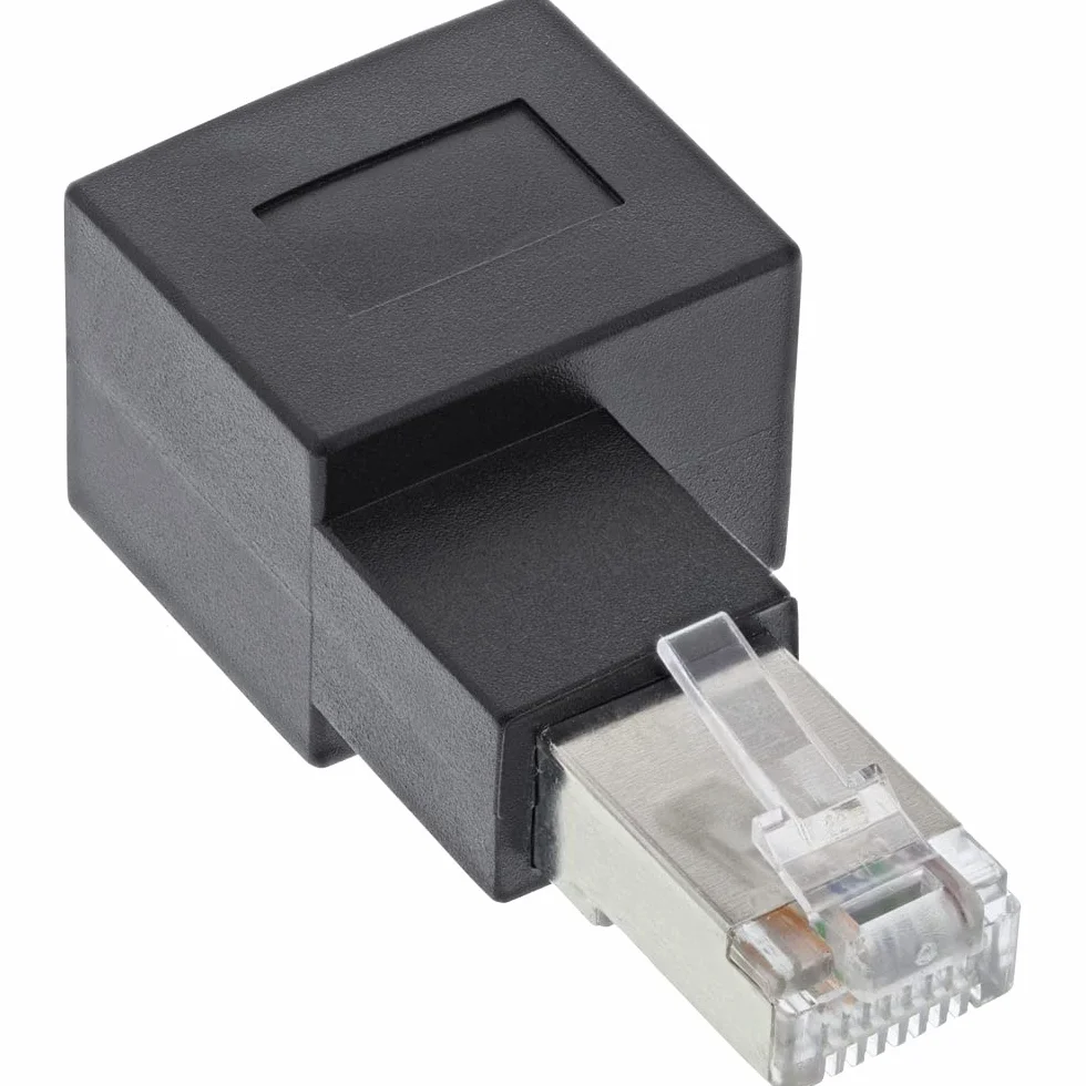 InLine® Adapter kabla krosowego Cat.6A, RJ45 wtyczka/gniazdo, kąt 90° w prawo