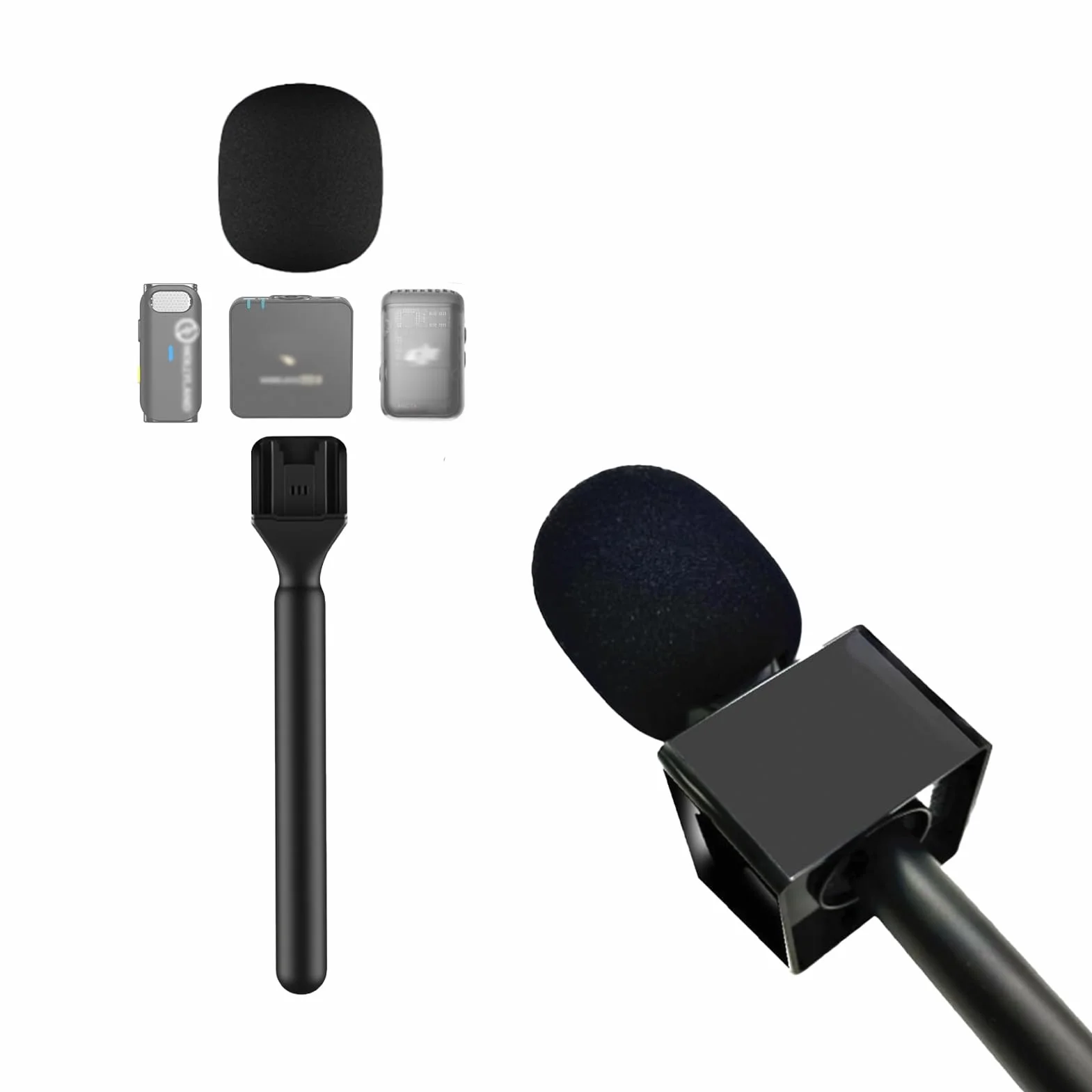 Uchwyt mikrofonowy do DJI Mic 3/Mini/1/2/Rode Wireless GO II Handle Rig bezprzewodowy Interview Lavalier ręczny adapter do Osmo kieszonkowy 3 Mic2/Hollyland Lark