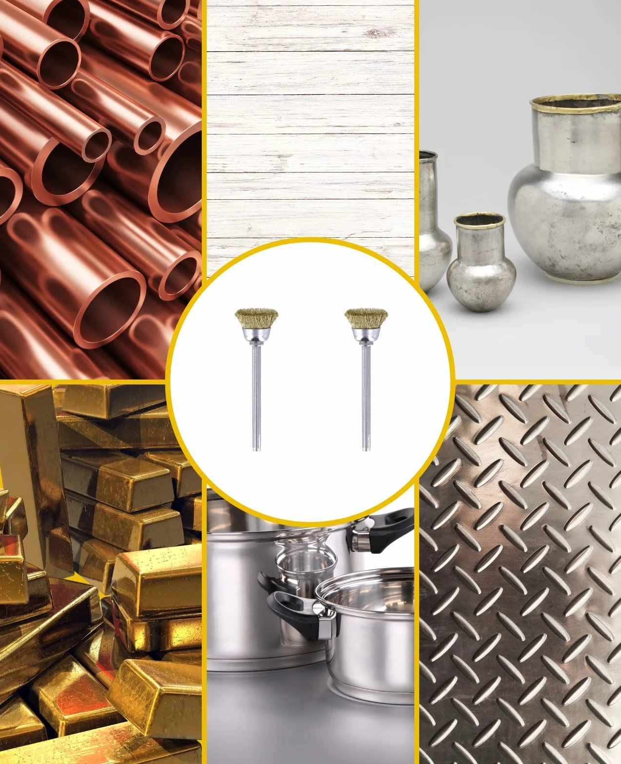 Dremel 536 szczotka mosiężna, zestaw akcesoriów: 2 szczotki (13 mm) do czyszczenia miękkich metali, takich jak złoto, brąz lub miedź