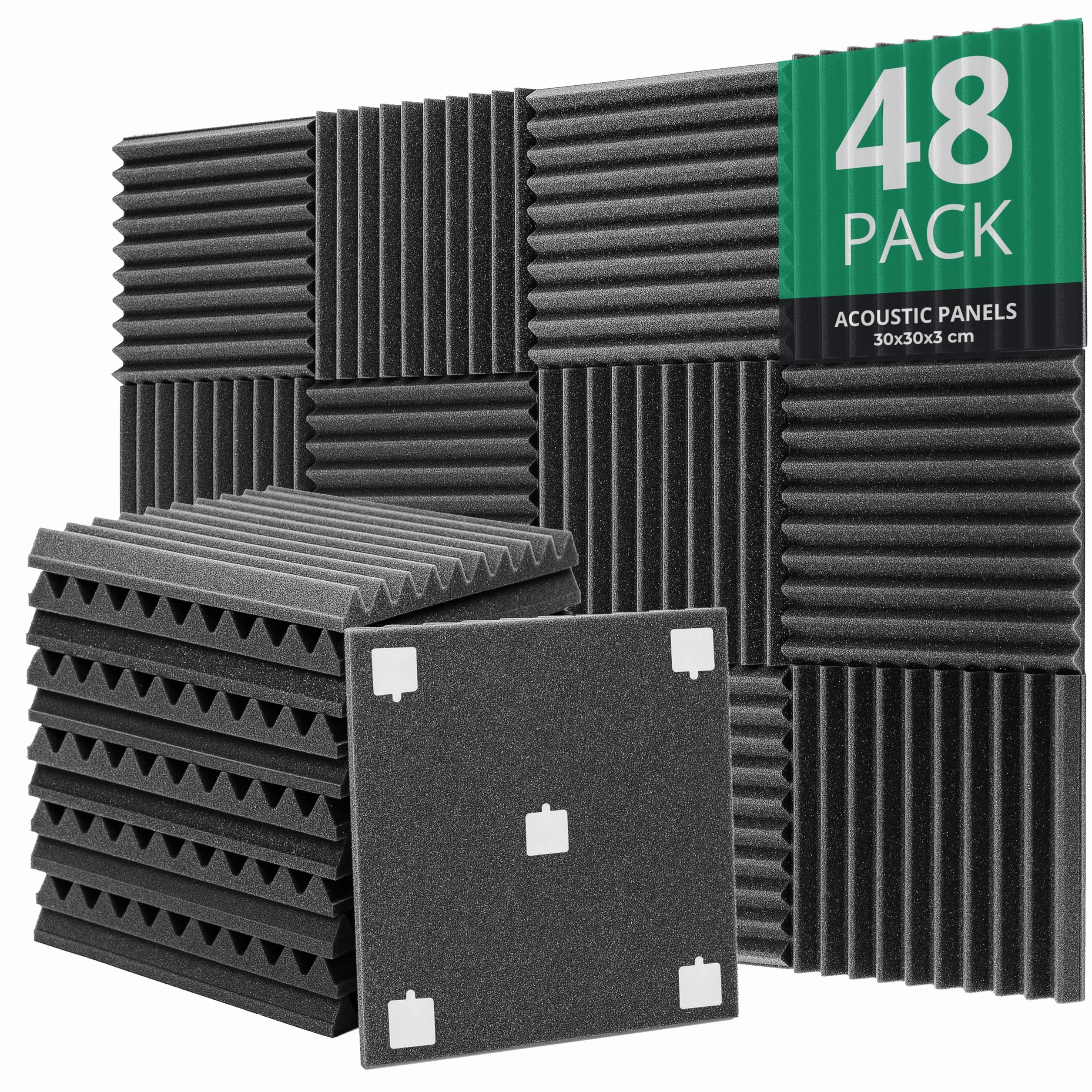 Panele akustyczne 30x30x3 cm ognioodporne pianka redukcja szumów zestaw 48 sztuk