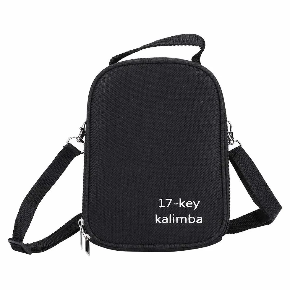 Kalimba etui, przenośne anty-uderzenia z paskiem Kalimba torebka pudełko, odporne na wstrząsy czarne 17 kluczy na kciuki kalimba palec fortepian