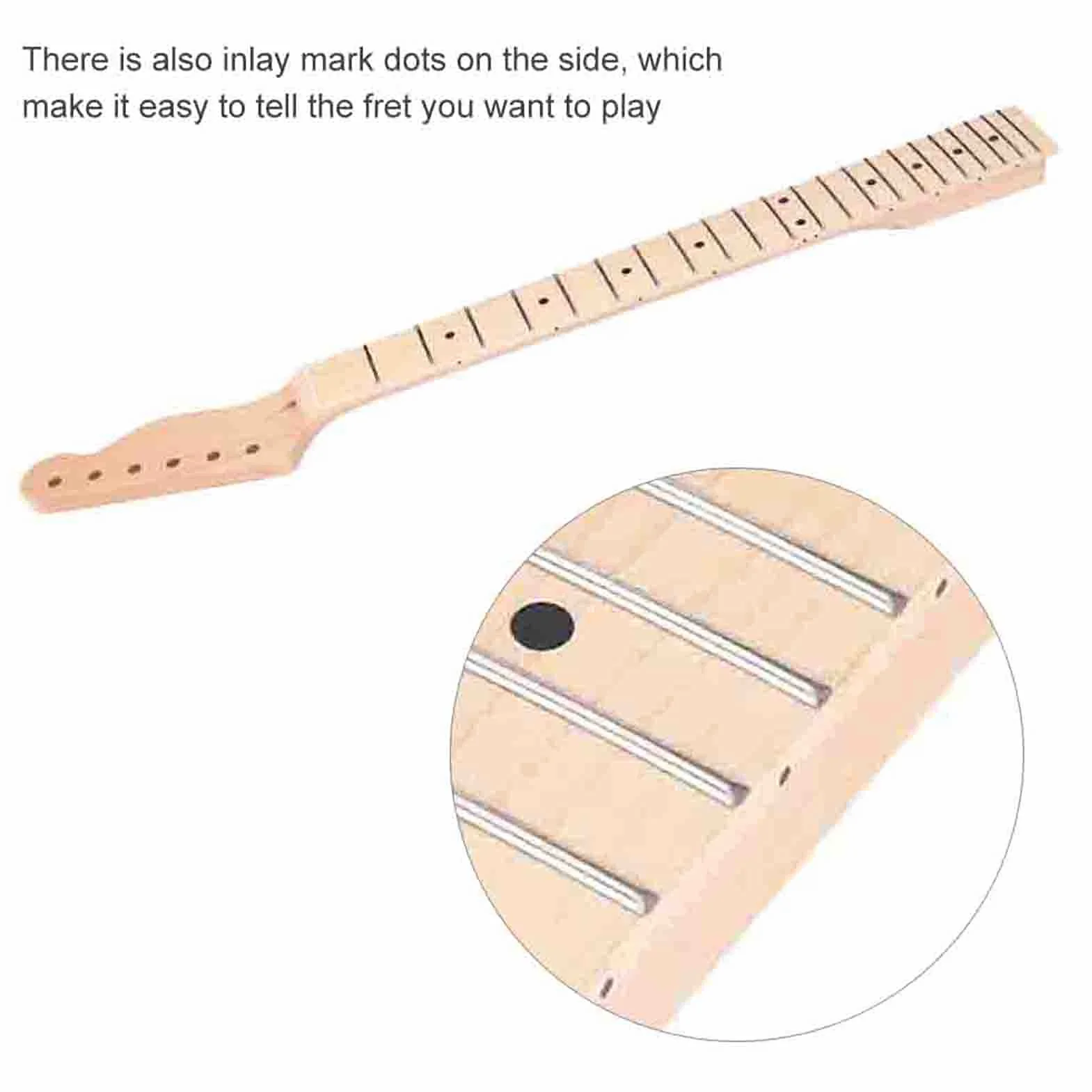 Gryf Gitary, 22 Progi Klon Drewniany Gryf Gitary Elektrycznej z Czarnymi Kropkami do Gitar w Stylu TL (Z tylną linią środkową)