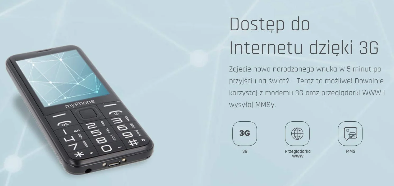 myPhone Halo Q+ 4family telefon dla seniora ze stacją ładującą, duży wyświetlacz 2,8 cala, mocna bateria 1400 mAh, aparat 2Mpx, duże klawisze, fotokontakty, 3G, przycisk SOS, latarka, dual SIM