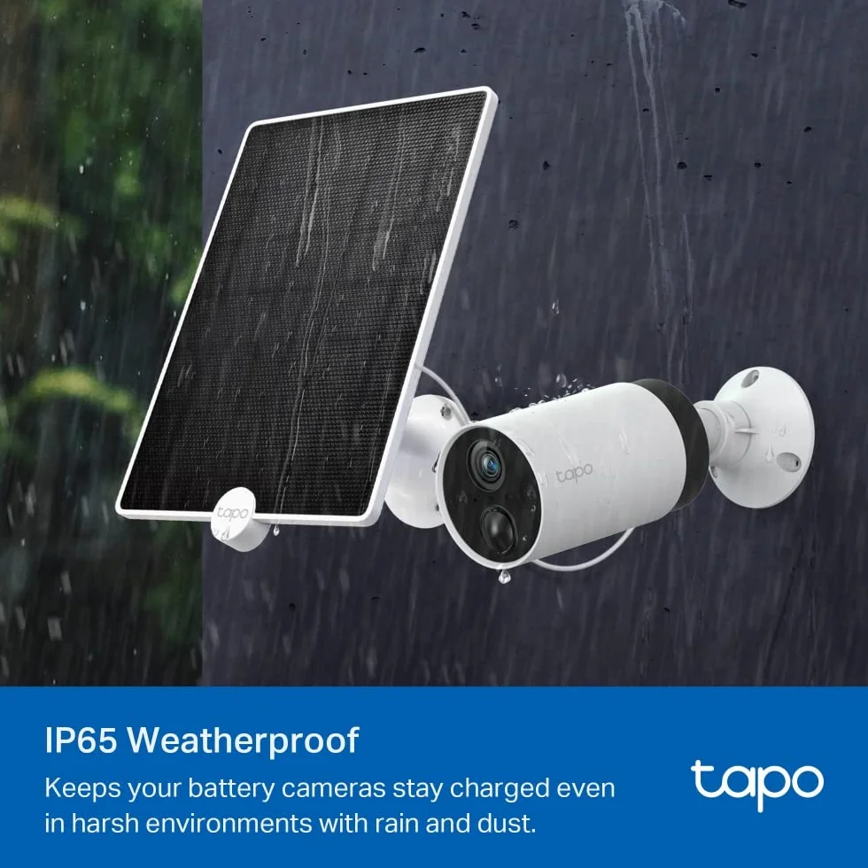 TP-Link Tapo A200 | Panel solarny do kamer Tapo | Kompatybilny z C420, C425, D230S1 i innymi modelami bateryjnymi | Ładowanie bezprzewodowe | Kabel 4 m w zestawie | Montaż zewnętrzny IP65