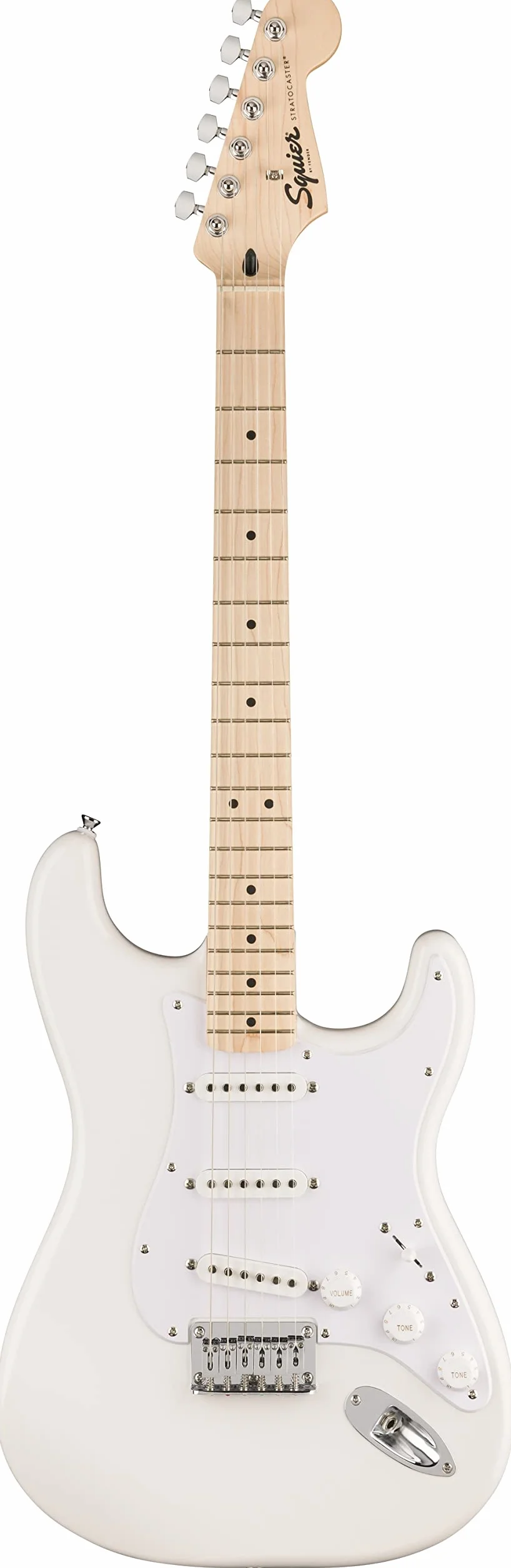 Squier by Fender Sonic Stratocaster HT, Electric Guitar, klonowa deska palcowa, Pickguard White, Arctic White, zawiera bezpłatne wirtualne lekcje w Fender Play