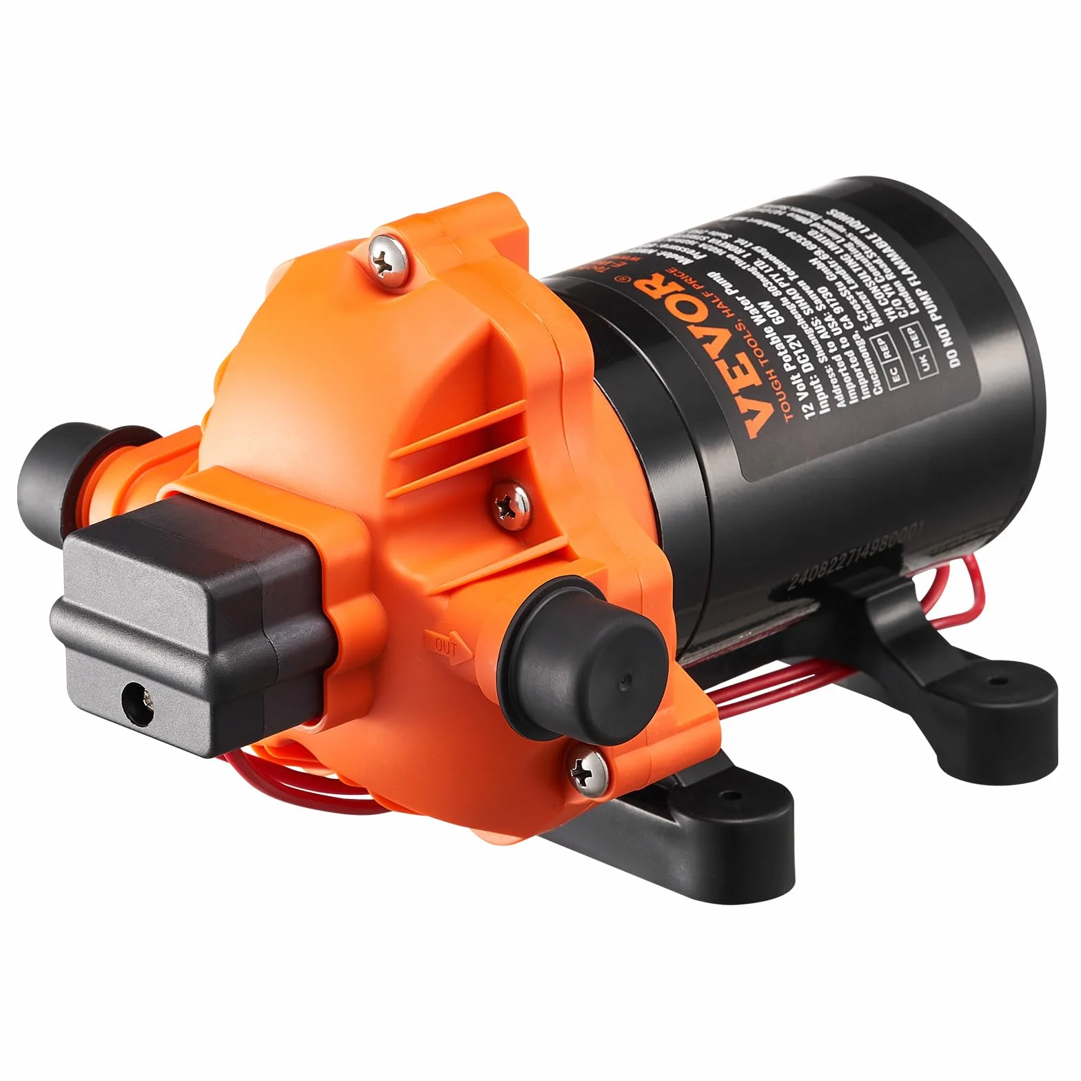 VEVOR Pompa membranowa 12 V, 1,8 GPM, 6,81 l/min, 3-komorowa pompa wodna 12 V DC z automatycznym wyłącznikiem ciśnienia 40 – 100 PSI, 60 PSI, port MNPT do kamperów, jachtów, kamperów, kamperów, łodzi