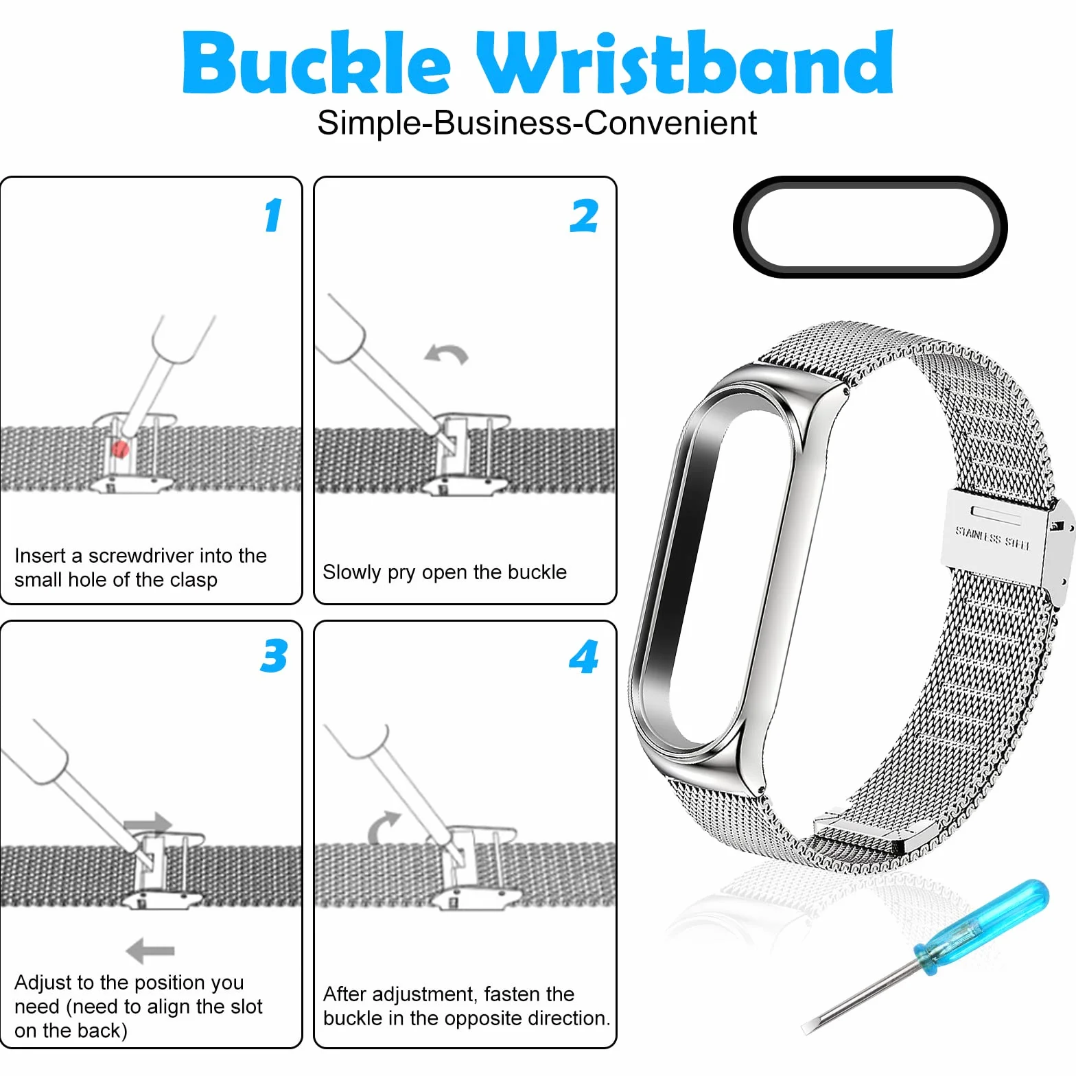Bransoletka Ainiv do Mi Band 5/6/7/4/3, Wymienne Paski do Zegarków Xiaomi, Rozciągliwy Nylonowy Pasek ze Stali Nierdzewnej do Akcesoriów