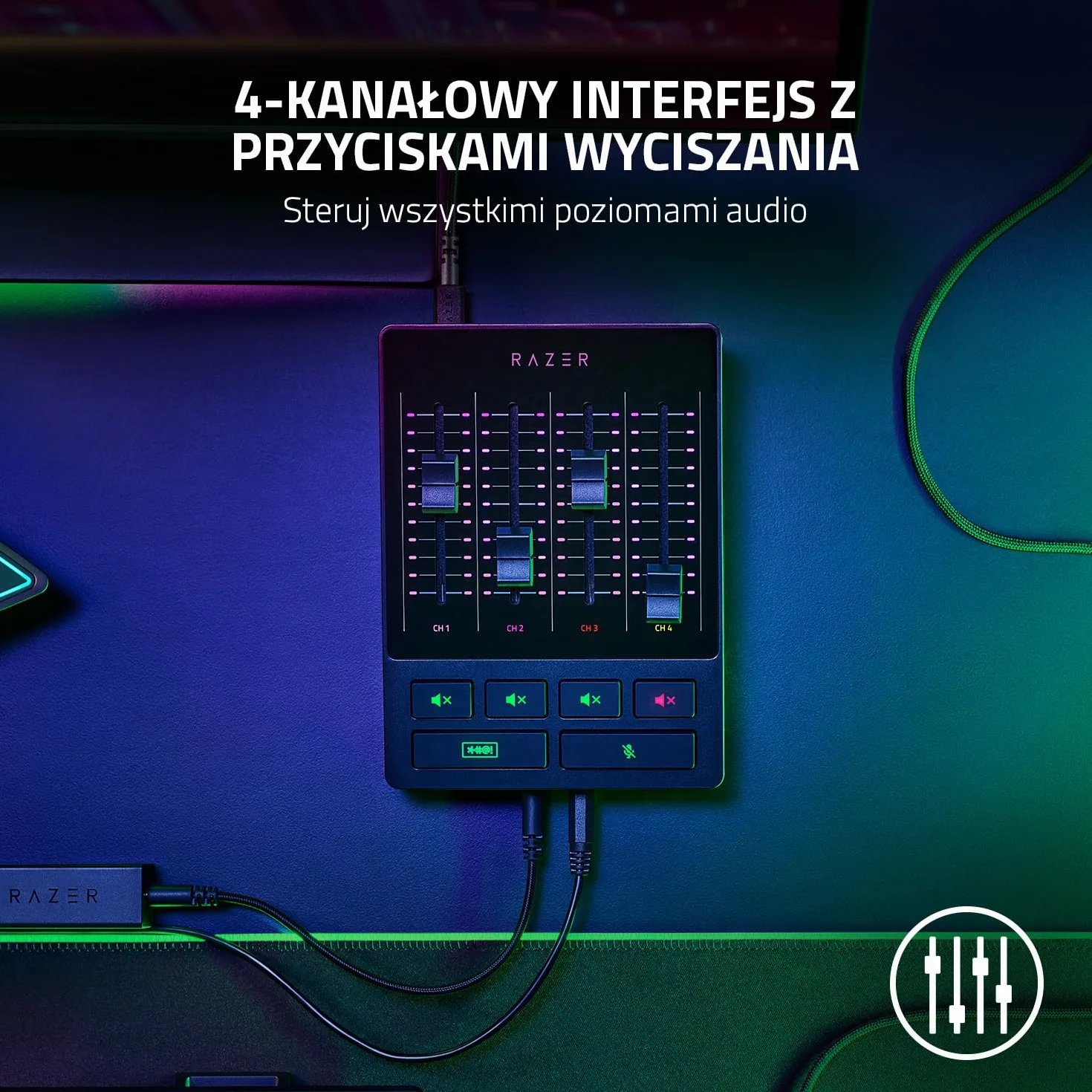 Razer Audio Mixer 4-kanałowy analogowy mikser audio z XLR czarny