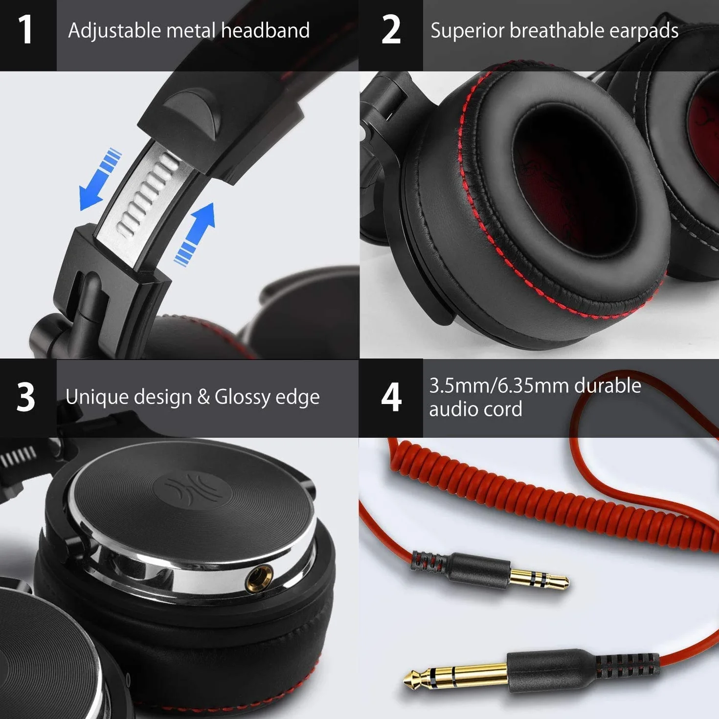 OneOdio Pro-50 Przewodowy zestaw słuchawkowy DJ Studio Monitor z uchem nausznym najgrubsza bawełna białkowa, Hi-Res Audio, Share-Port, 2 gniazda, heaphone do telefonu PC Piano Guitar AMP Mix