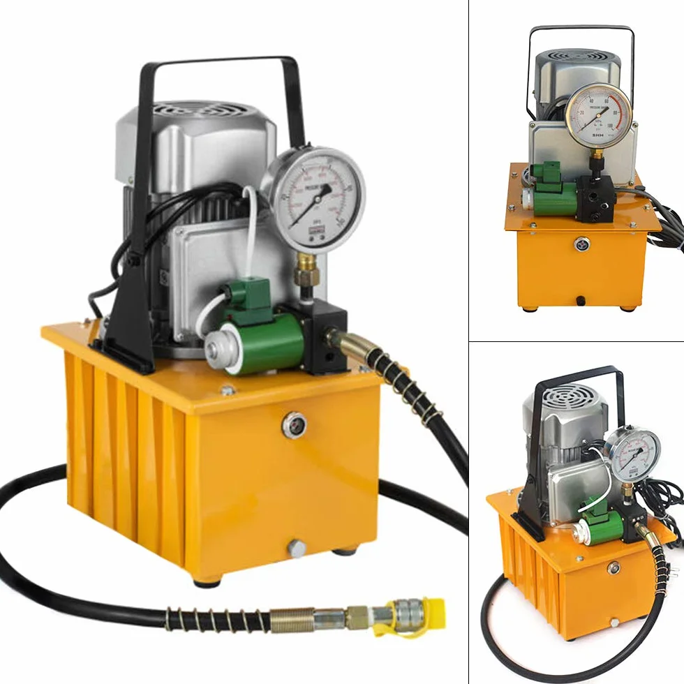 Elektryczna pompa hydrauliczna, napędzana elektrycznie, z wężem olejowym, szybkozłączka, sterowanie pedałem, proste działanie, 700 bar, 7 l