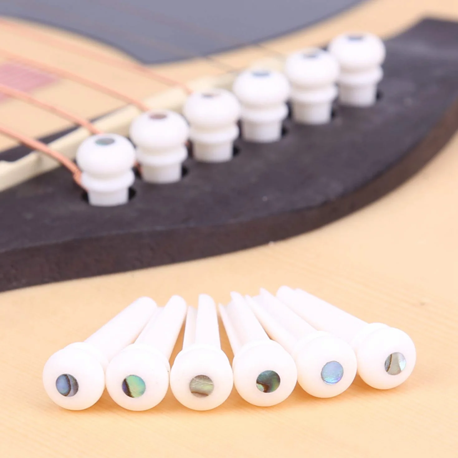 6 szt. sześć strun gitara akustyczna kości mostek szpilki z Abalone Dot
