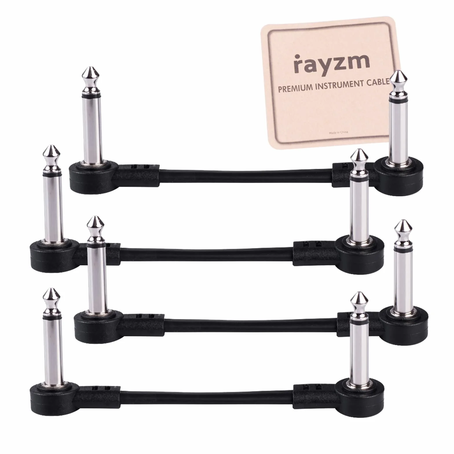 Rayzm kable krosowe do gitary, 6,35 mm zagięte kable jumperowe do efektów gitarowych/basowych, 5 cm kable jumperowe do pedalboardu (4-pak)