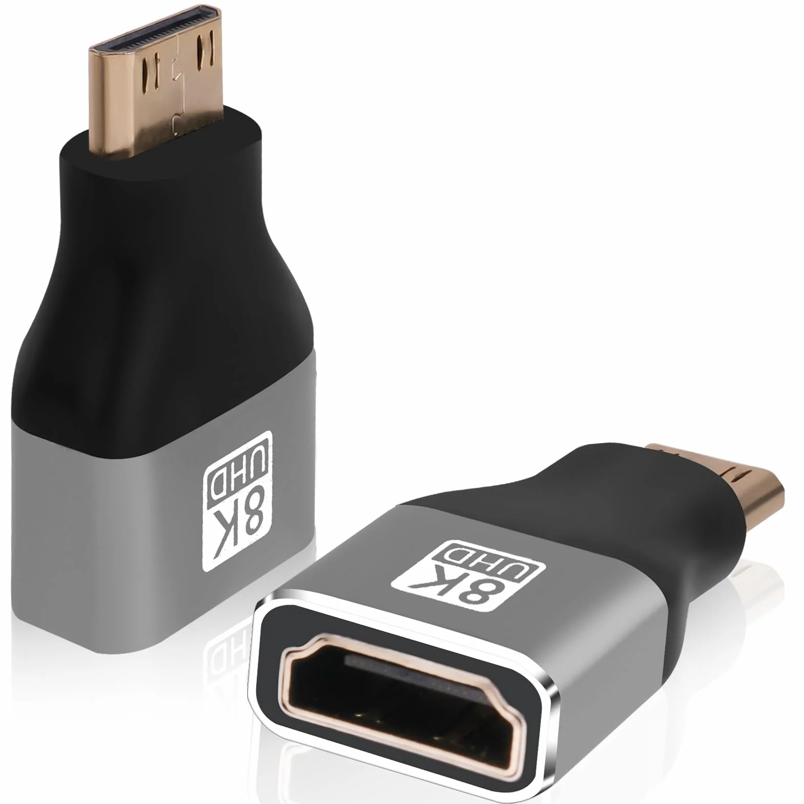 AXFEE Adapter mini męski na HDMI żeński 2 w 1 – 8K przy 60 Hz, złącze HDMI do laptopa, HDTV, PC, monitora, PS, Xbox, DVD