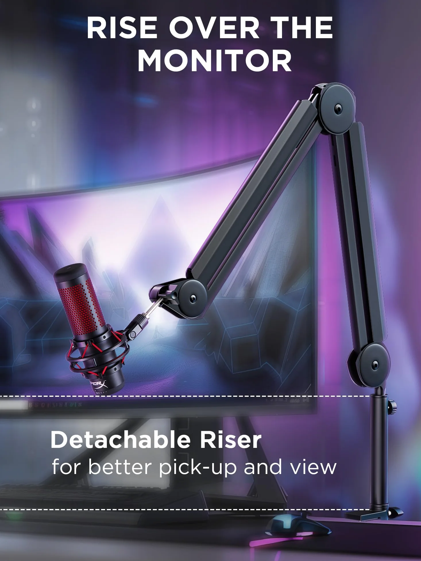 InnoGear Wysięgnik mikrofonowy stojak na mikrofon zarządzanie kablami do Blue Yeti FIFINE AM8 K669B HyperX QuadCast S SoloCast AT2020 Shure SM7B MV7 i innych mikrofonów