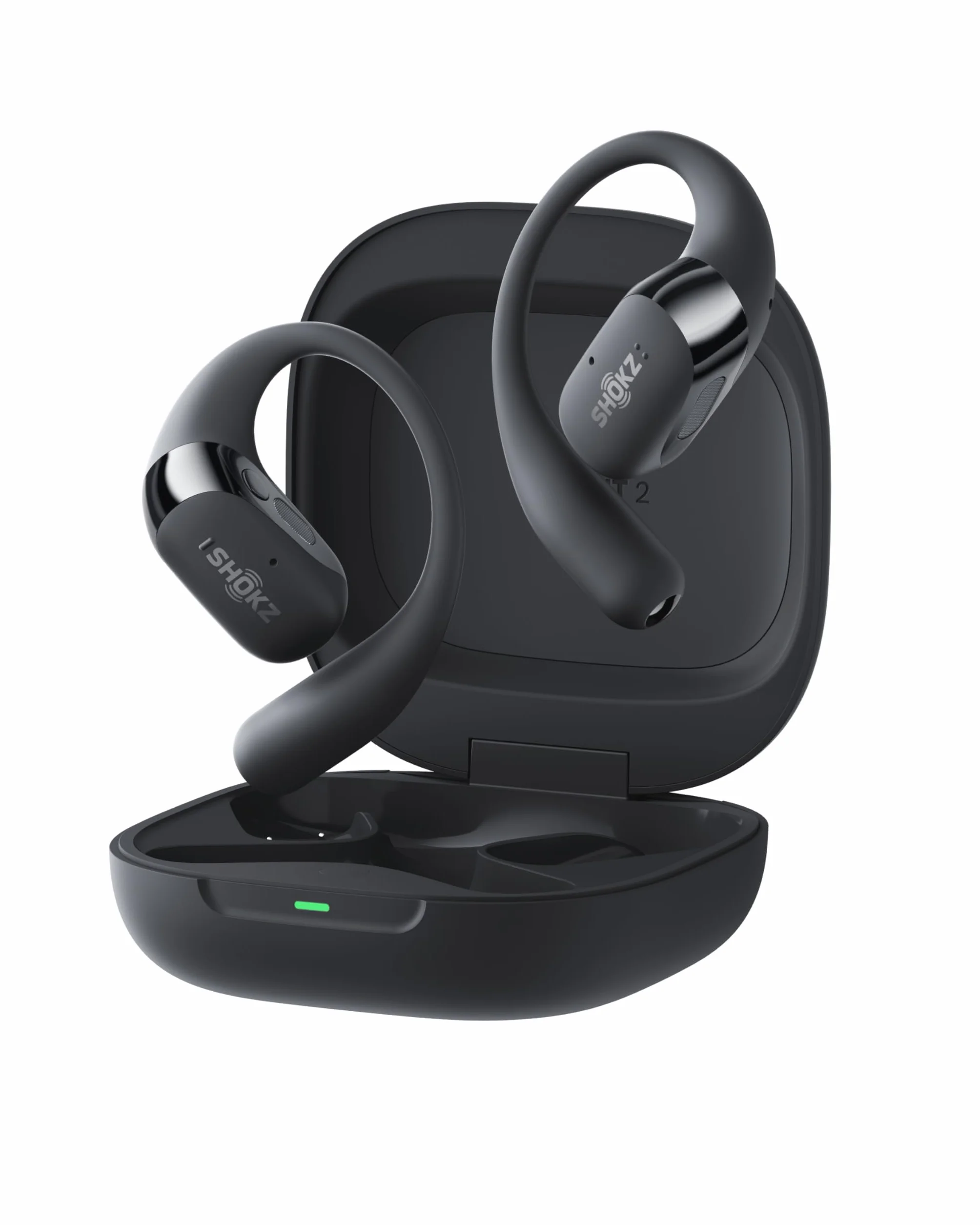 Shokz NOWE OpenFit 2+ Słuchawki Otwarte, z Dolby Audio, Wygodne Słuchawki, 48 Godziny Odtwarzania, Odporność na Wodę IP55, Szybkie Ładowanie USB-C, Ładowanie Bezprzewodowe, Torba Transportowa, Czarny