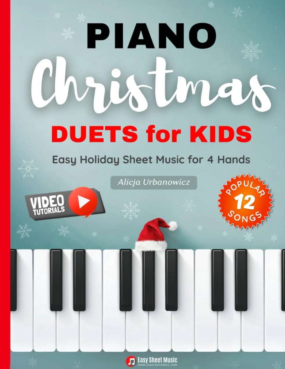 Piano Christmas Duets for Kids I Easy Holiday Sheet Music for 4 Hands: 12 Popular Classic Songs for Beginners with Two Very Simple Parts I Level 1 I ... Bells I Joy to the World I The First Noel