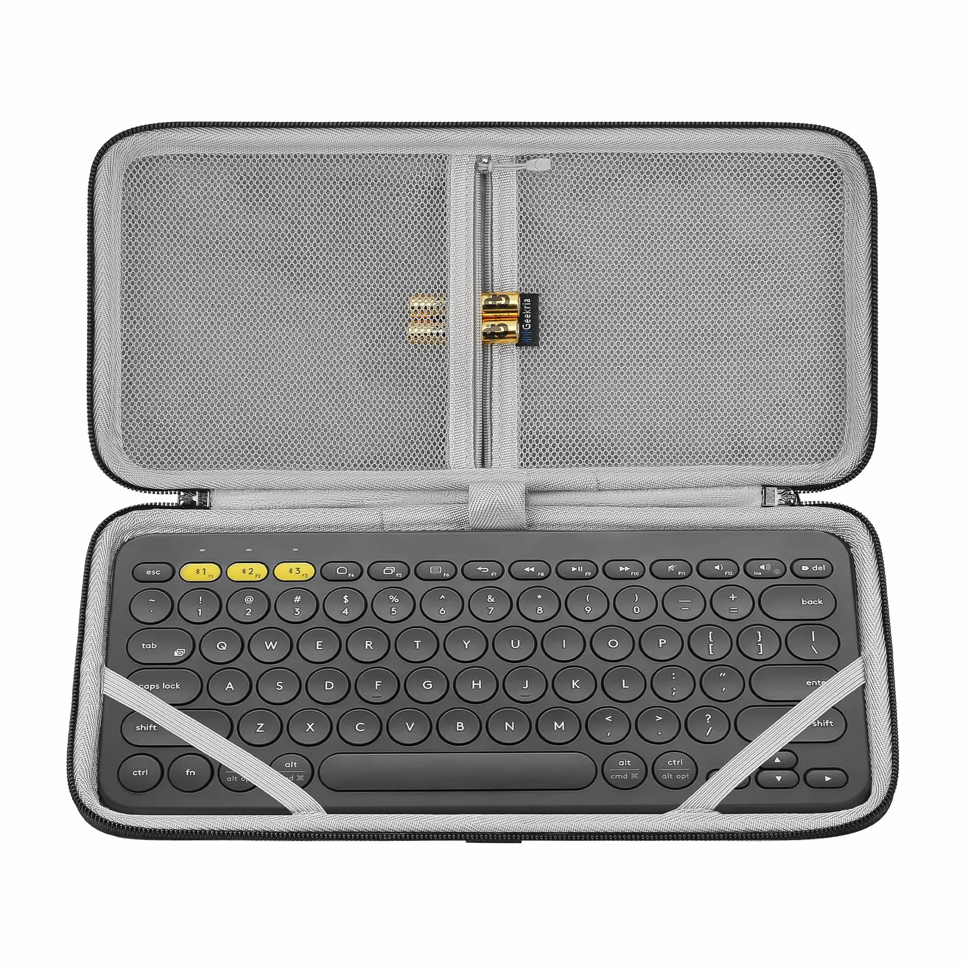 Etui na klawiaturę Geekria, twarda osłona podróżna, ochrona dla małej kompaktowej klawiatury, kompatybilne z Logitech Pebble Keys 2 K380s/ K380 (ciemnoszary)