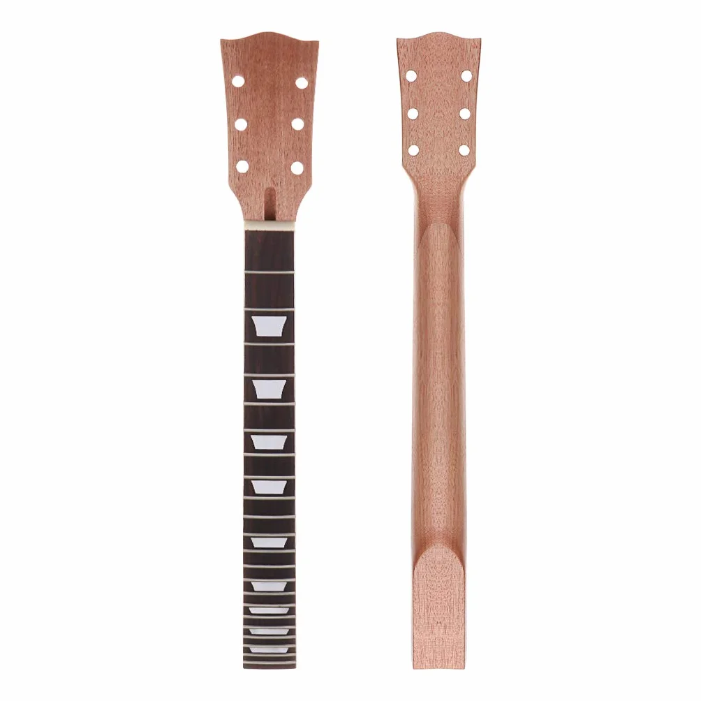 Alnicov Szyja do gitary elektrycznej DIY do Gibson LP części zamienne 22 progi mahoń szyja palisander podstrunnica z białymi trapezowymi kropkami wkładka naturalna