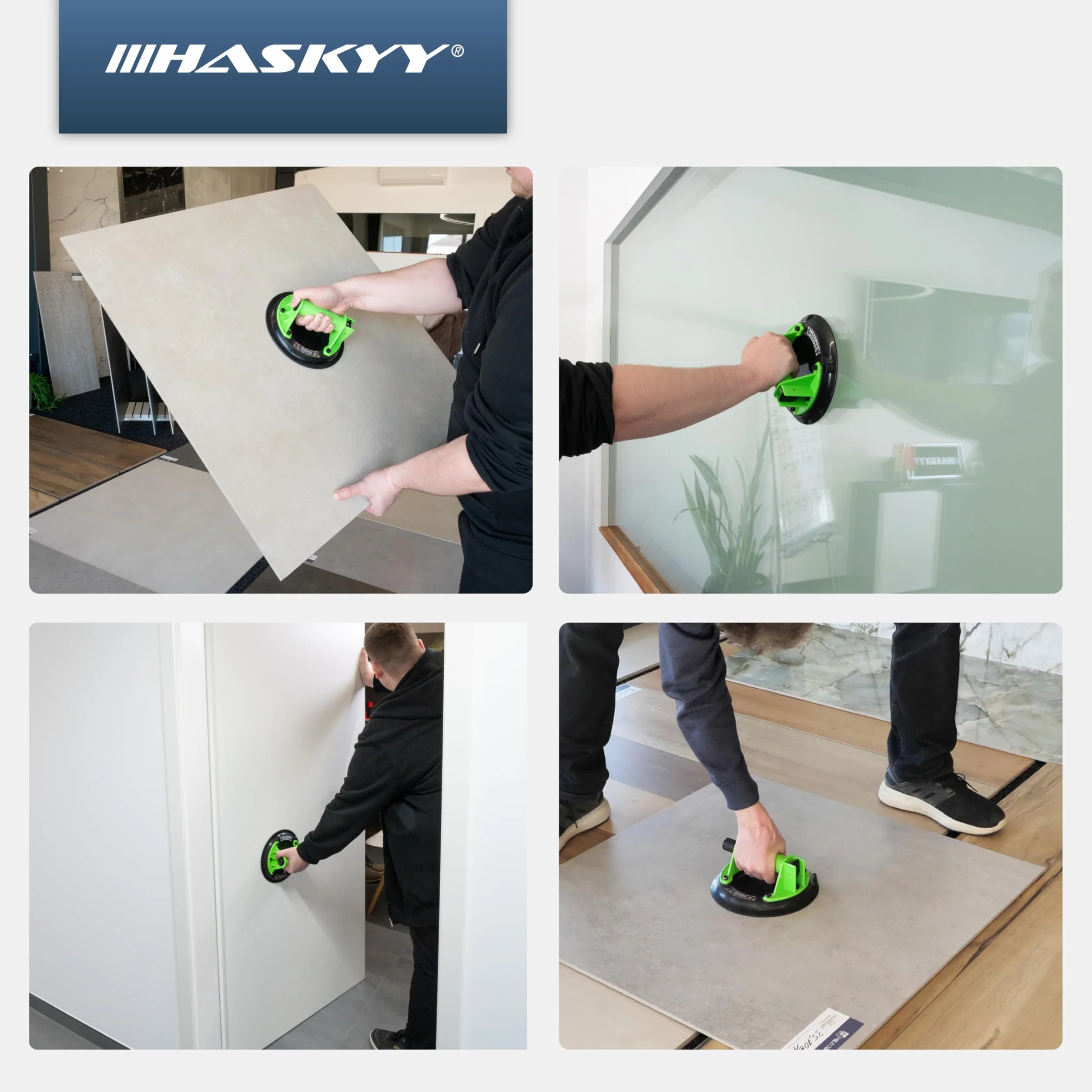 HASKYY Przyssawka Próżniowa 225kg Profesjonalny Uchwyt do Szkła Aluminiowy, Podnośnik do Płytek, Marmuru i Gładkich Powierzchni, Narzędzie do Podnoszenia i Transportu
