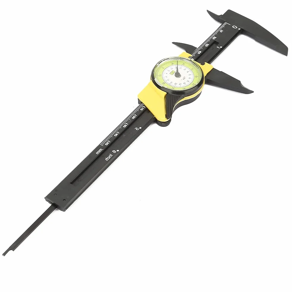GOTOTOP Suwmiarka do pomiaru mikrometrów ze stali nierdzewnej, 0-150 mm, cyfrowa suwmiarka z wyświetlaczem LCD, dokładność 0,1 mm, do pomiarów zewnętrznych, wewnętrznych i głębokości (żółta (angielska))