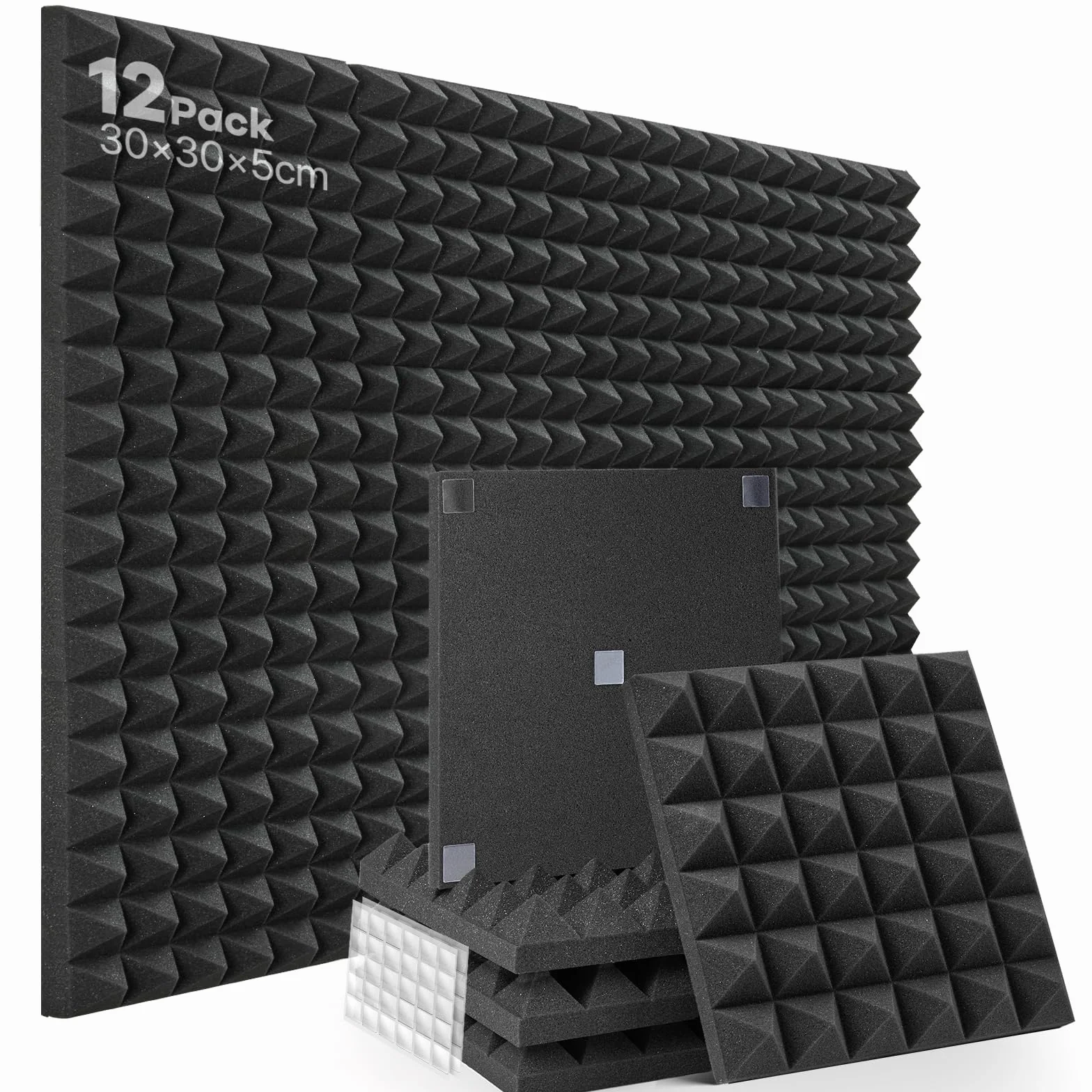Soundsbay 12 sztuk Pianka akustyczna 30 x 30 x 5 cm Panele akustyczne do podcastów, studiów nagraniowych, biur