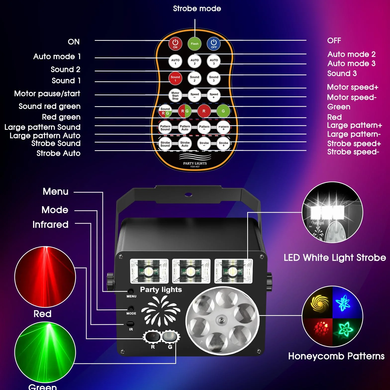Oświetlenie sceniczne,kula dyskotekowa 60 wzorów RGB, oświetlenie imprezowe 3 w 1 z efektem UV, światło stroboskopowe aktywowane muzyką, obrotowe światło dyskotekowe USB o 360° na Boże Narodzenie, bar