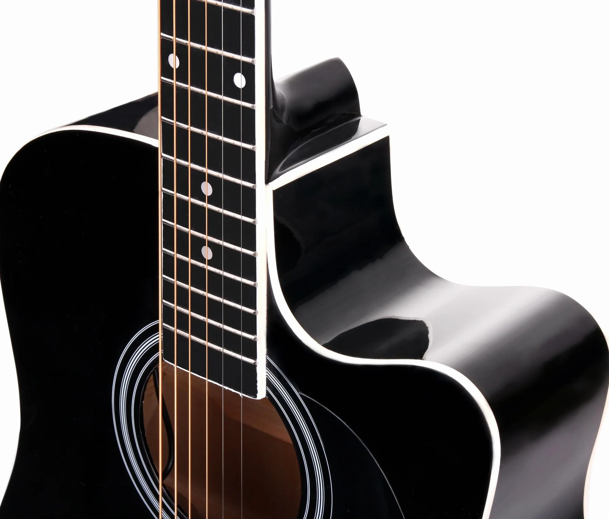Classic Cantabile WS-10BK-CE gitara westernowa z przetwornikiem akustycznym (akustyka i wzmocniona, Dreadnought, Cutaway, 3-pasmowy EQ + Presence, tuner z LCD, XLR i jack, kolor czarny, wysoki połysk
