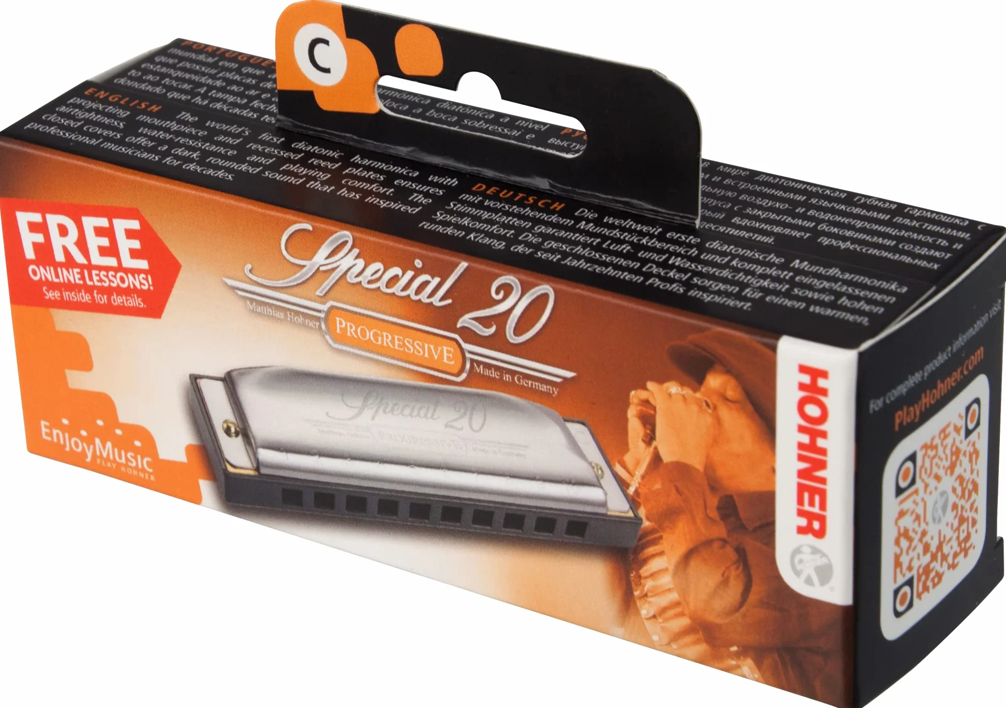 Hohner Harmonijka Ustna 20 tonów klucz C Srebrny