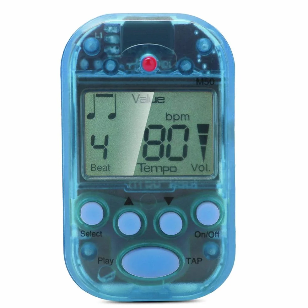 Metronom cyfrowy, M50 Meideal Blue Mini Metronom wielofunkcyjny cyfrowy pomiar beat-Tempo LCD