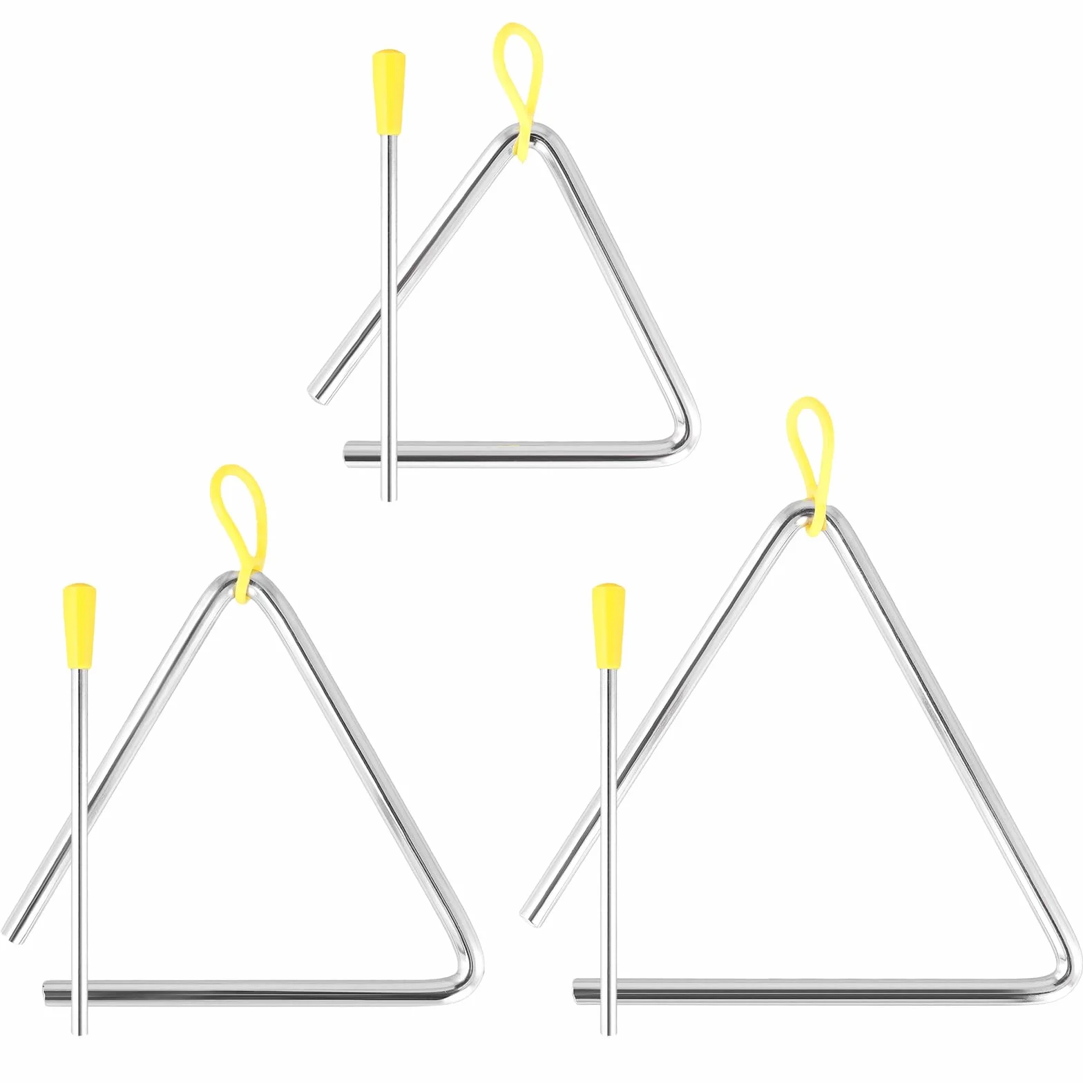 Instrument Muzyczny Trójkąt - 10,5 cm, 15 cm z Pałeczkami, Srebrny