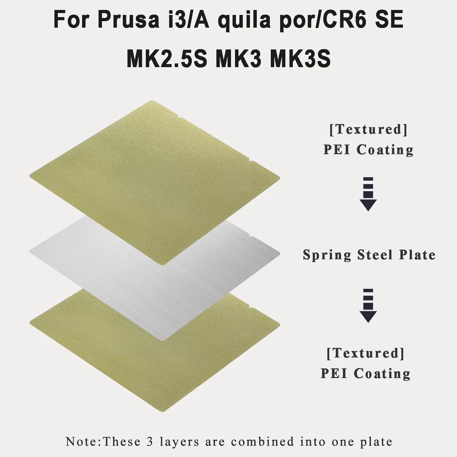 Prusa MK4/Core One Dwustronna Strukturalna Płyta PEI 253,8x241 mm, Elastyczna Płyta PEI do Drukarki 3D, Magnetyczna Płyta Budowlana dla Prusa i3 MK2, MK2.5S, MK52, MK3, MK3S, MK3S+, Bez Podstawy
