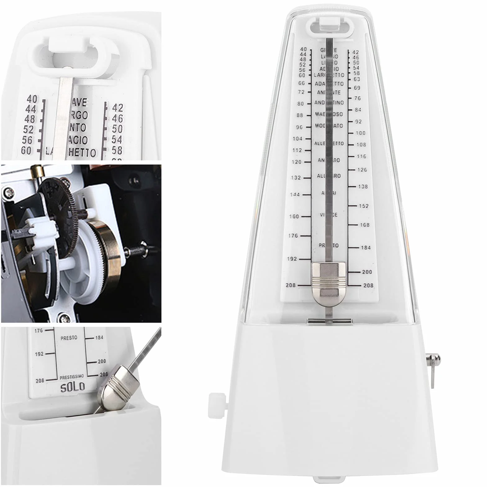Keenso Strated Sudder Mechanical Metronome Dokładny Czas Muzyczny dla Muzyków ABS Plastic (WHITE)