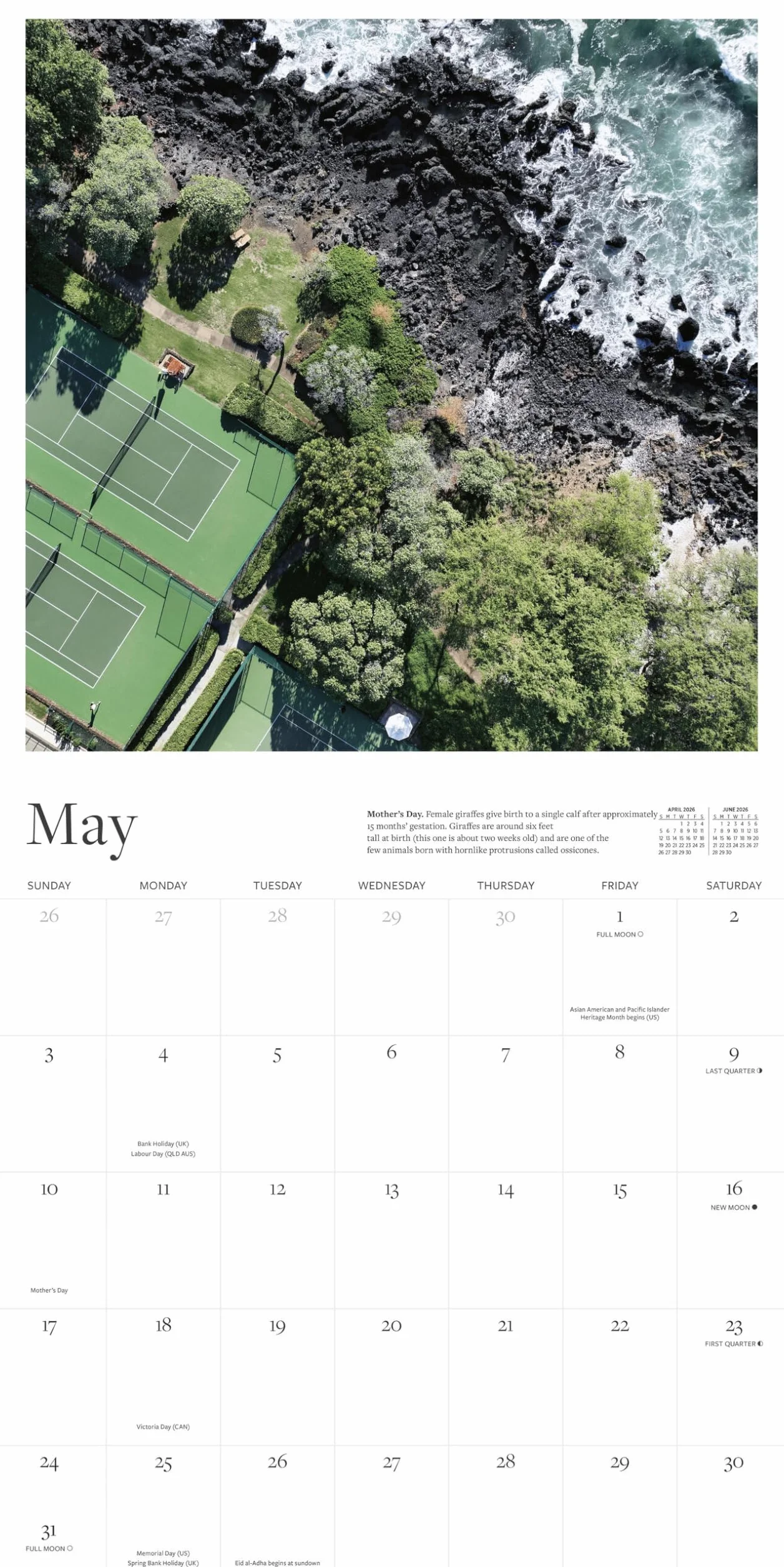 The Tennis Court Wall Calendar 2026: A Year of the World's Greatest Tennis Courts