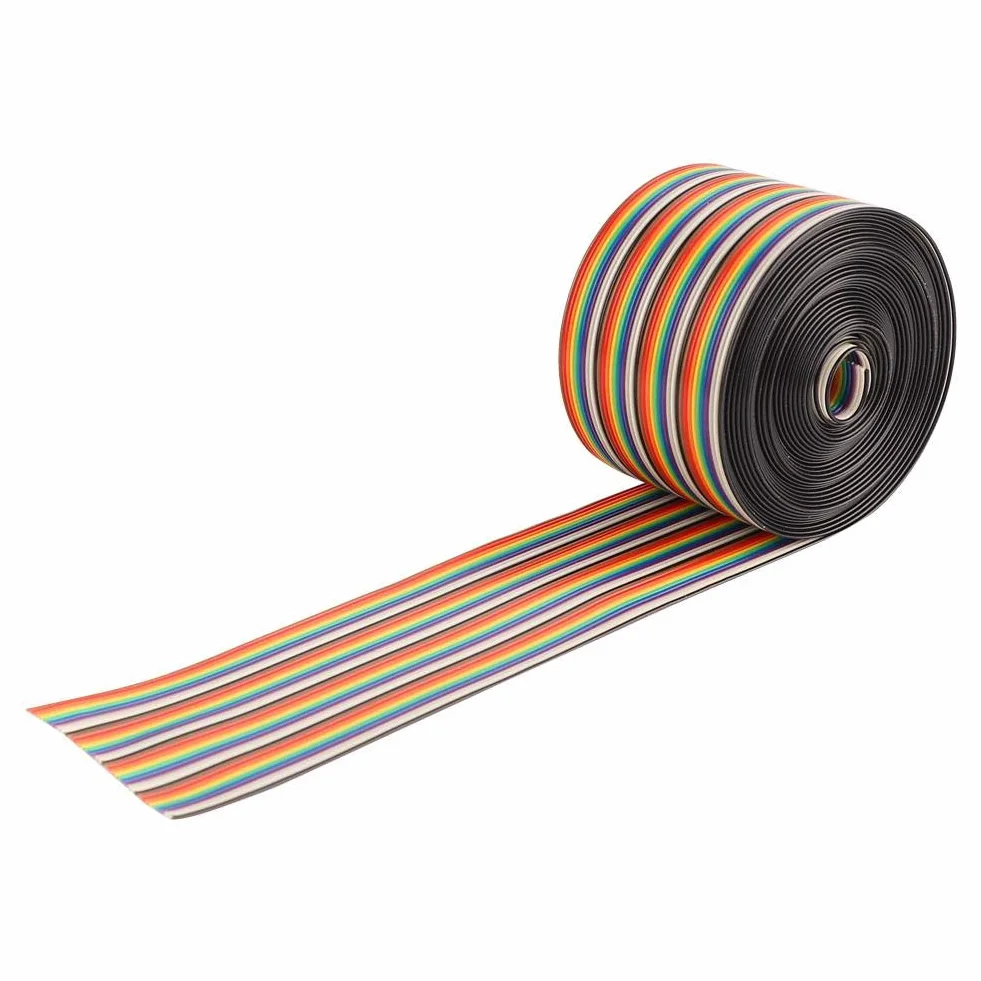 Płaski kabel taśmowy, 40P tęczowy płaski kabel taśmowy, 1,27 mm kolorowy rozstaw kabli Szerokość drutu 2 "płaski kabel taśmowy IDC (2 m)