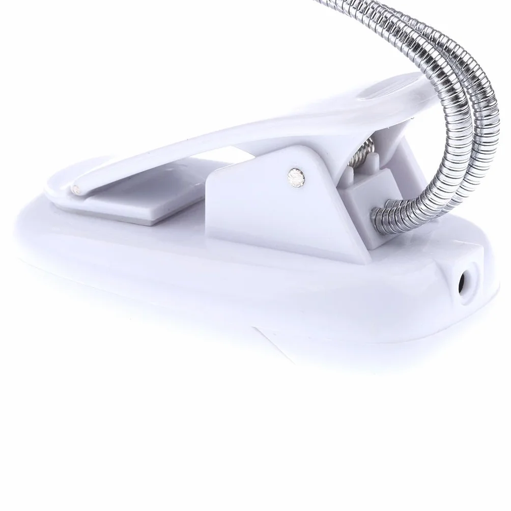 Elastyczny 4 LED 2-ramienny stojak muzyczny nuta oświetlenie lampy 29 cm - biały, jak opisano
