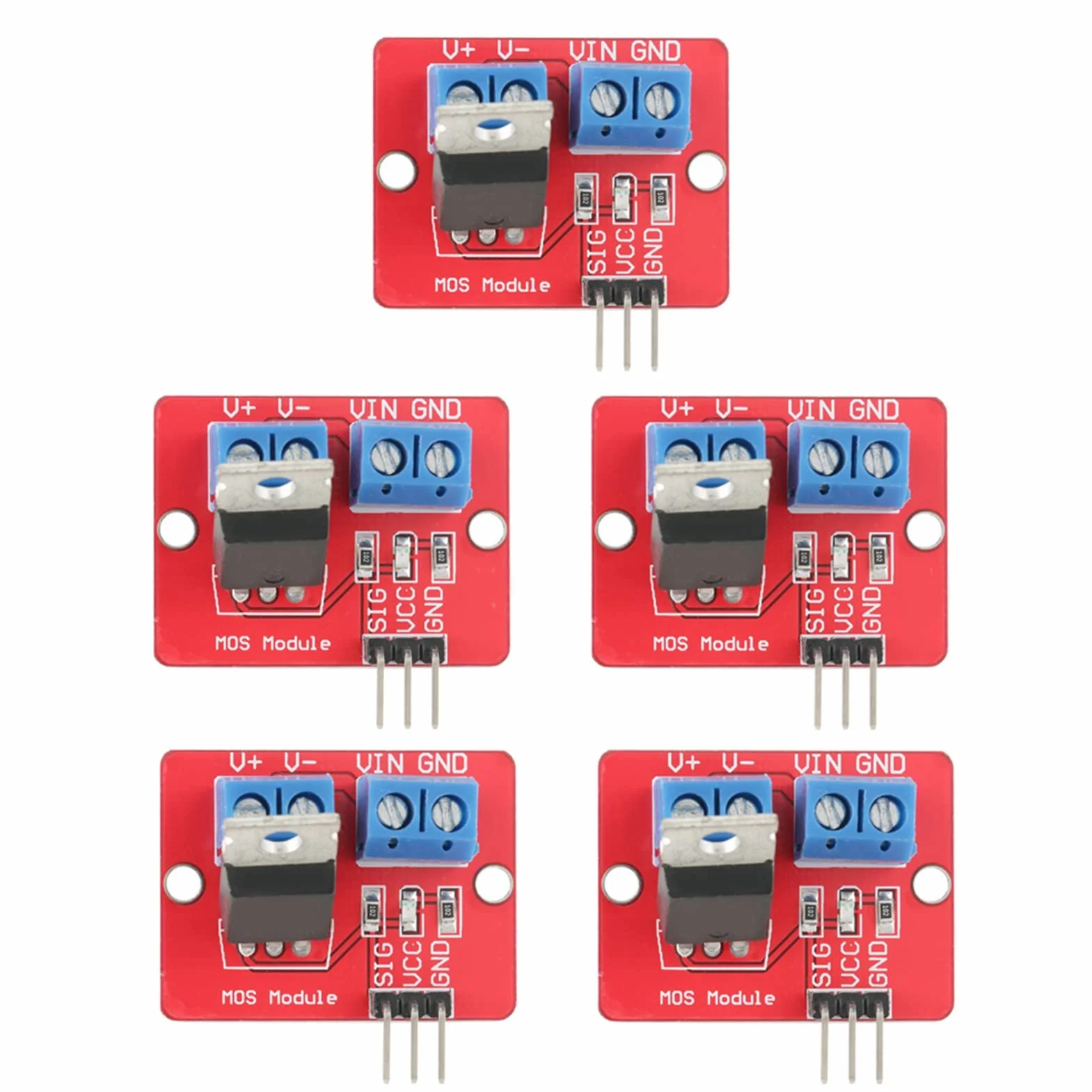 5 szt. modułów sterownika MOSFET 3,3 V/5 V, wyjście PWM, wyjście płyt napędowych 0-24 V