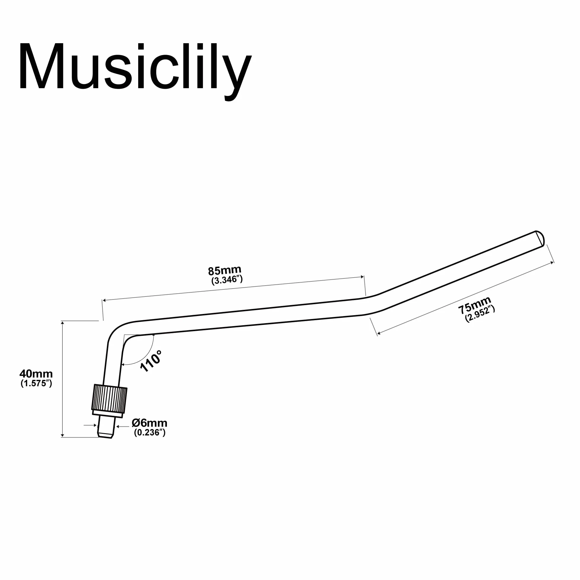 Musiclily 6mm Ramię Tremolo Whammy Bar Tremolo Arm do Gitary Elektrycznej Floyd Rose Vibrato,Chrom