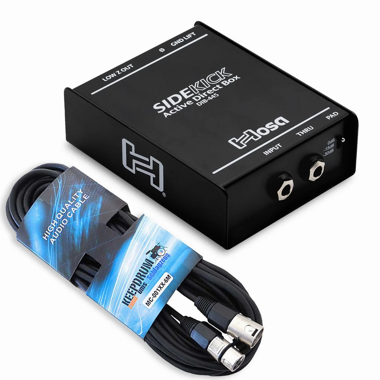 Hosa DIB-445 Sidekick aktywny DI-Box z keepdrum kabel XLR