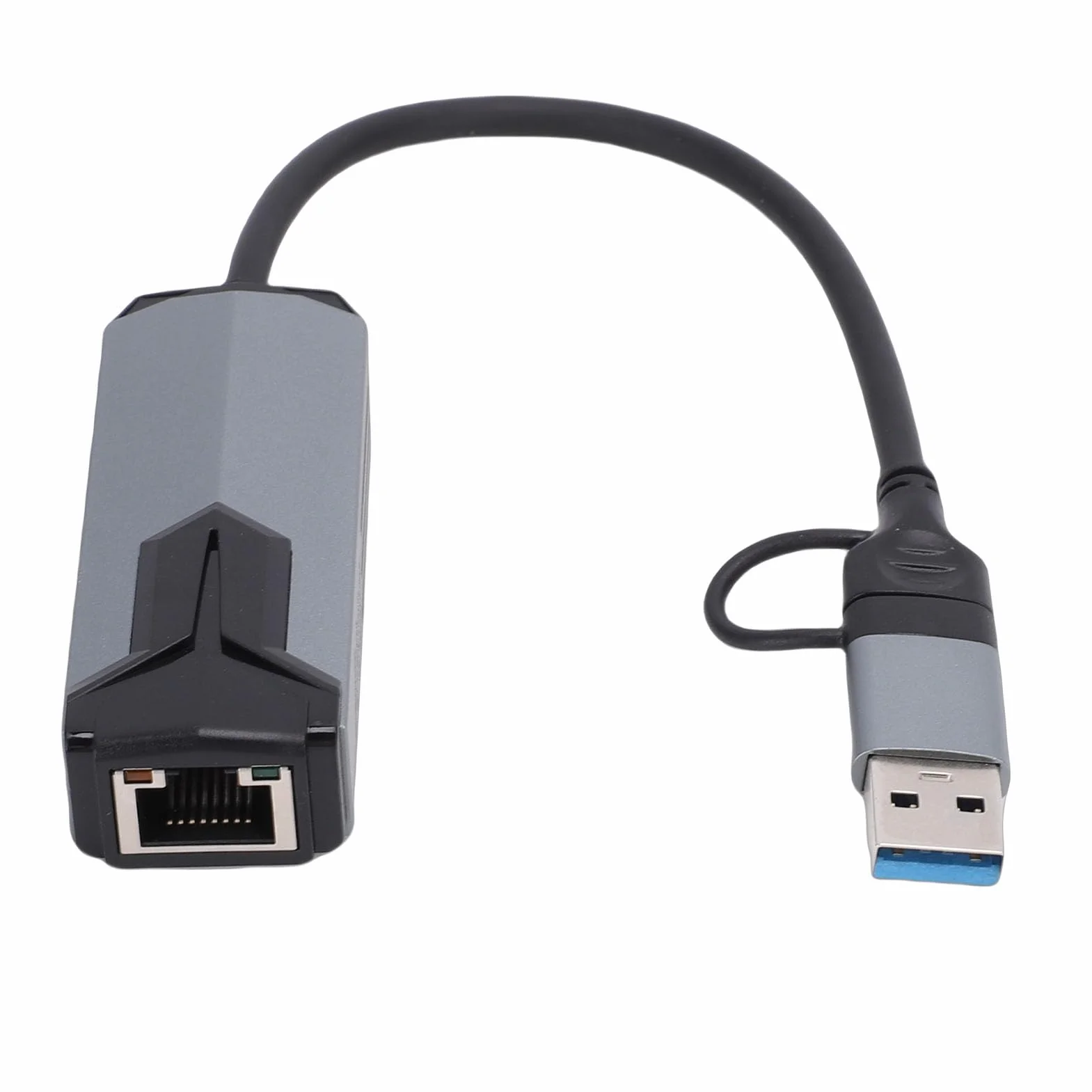 Adapter Ethernet 5G Usb3.0, 5000 Mb/s 2 w 1 USB A Typu C na RJ45 Obudowa ze Stopu Aluminium Rozpraszanie Ciepła Kompatybilny z Adapterem USB na Ethernet 10–2500 Mb/s do