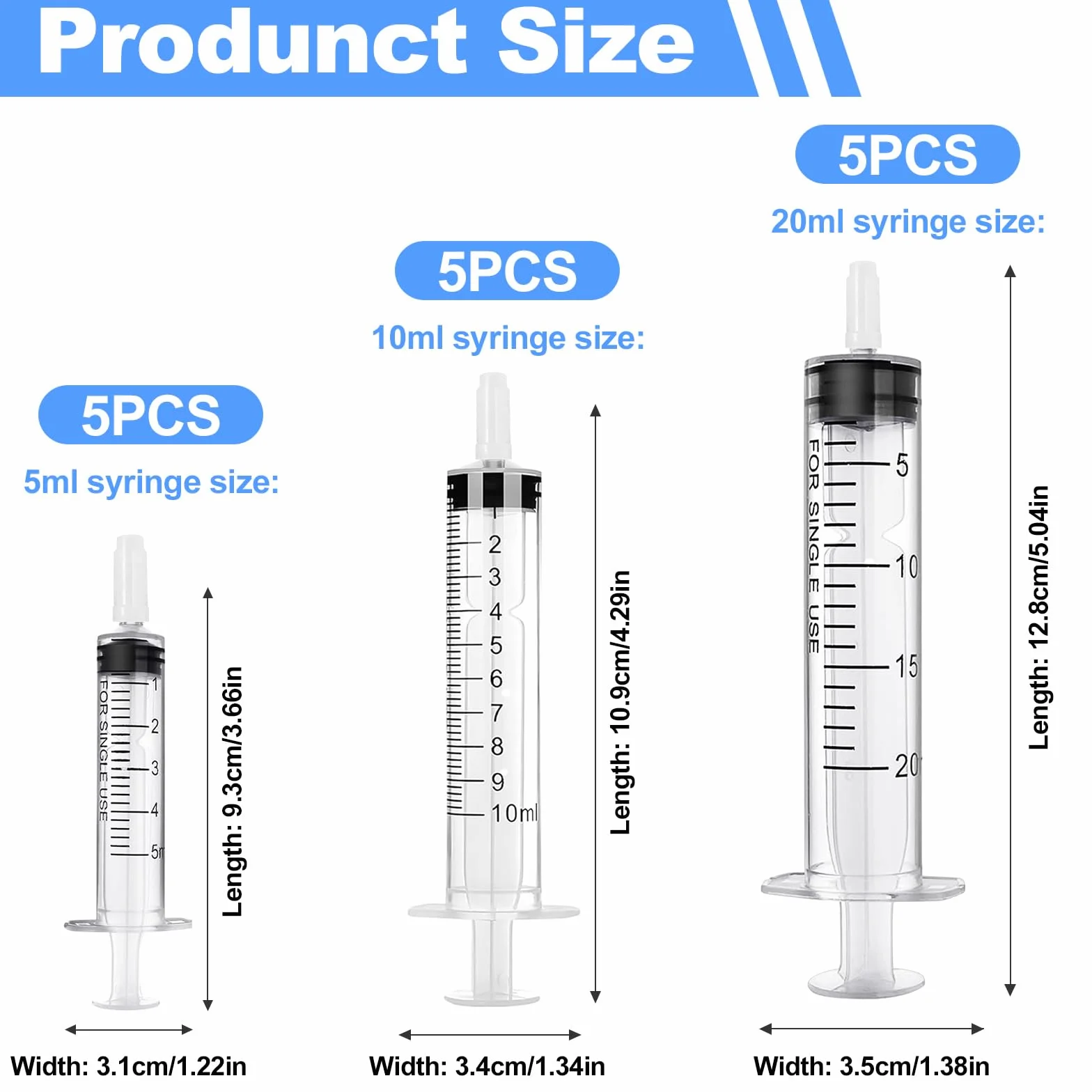 15 strzykawek, 5 ml, 10 ml, 20 ml, strzykawka do wielokrotnego użytku, strzykawka dozująca bez igły, strzykawka do karmy, narzędzia do strzykawek z miarką płynu, do laboratorium, karmienia zwierząt