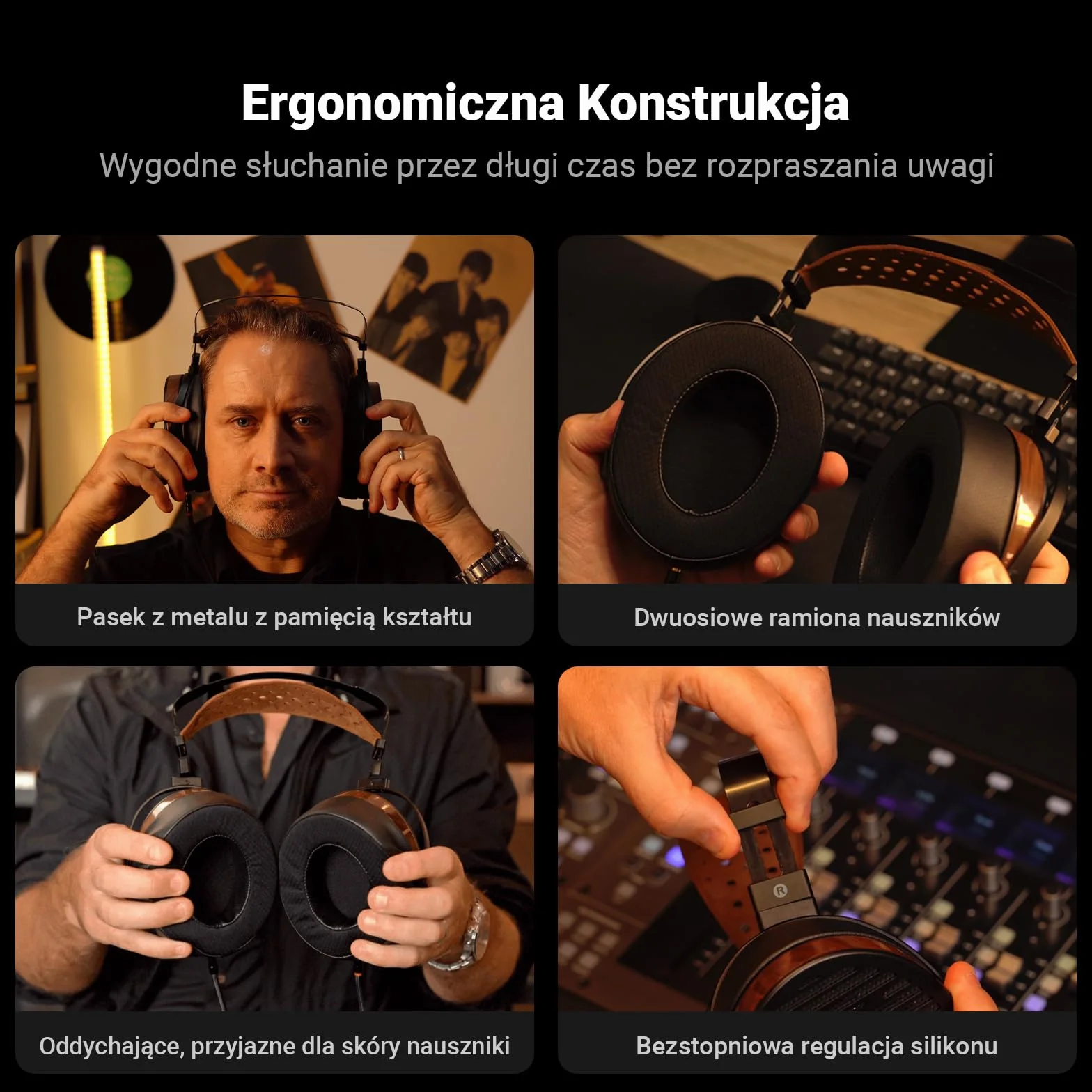 Fosi Audio i5 Słuchawki Planarne Magnetyczne Otwarte 97mm CNC Metal Drewno Orzechowe Przewodowe Studyjne
