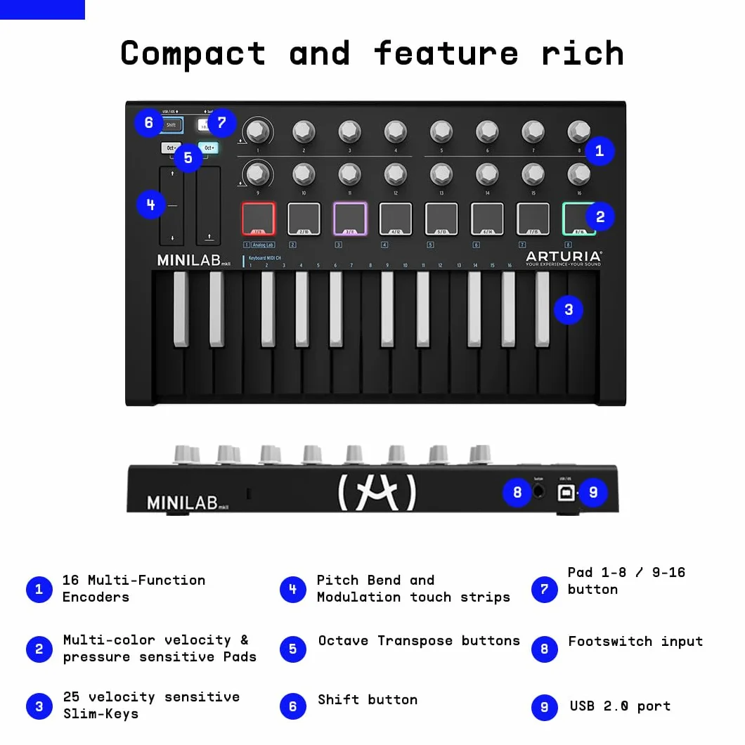 Arturia MiniLab MkII Inverted - 25-przyciskowa klawiatura sterująca. Promocja darmowego oprogramowania przez ograniczony czas.
